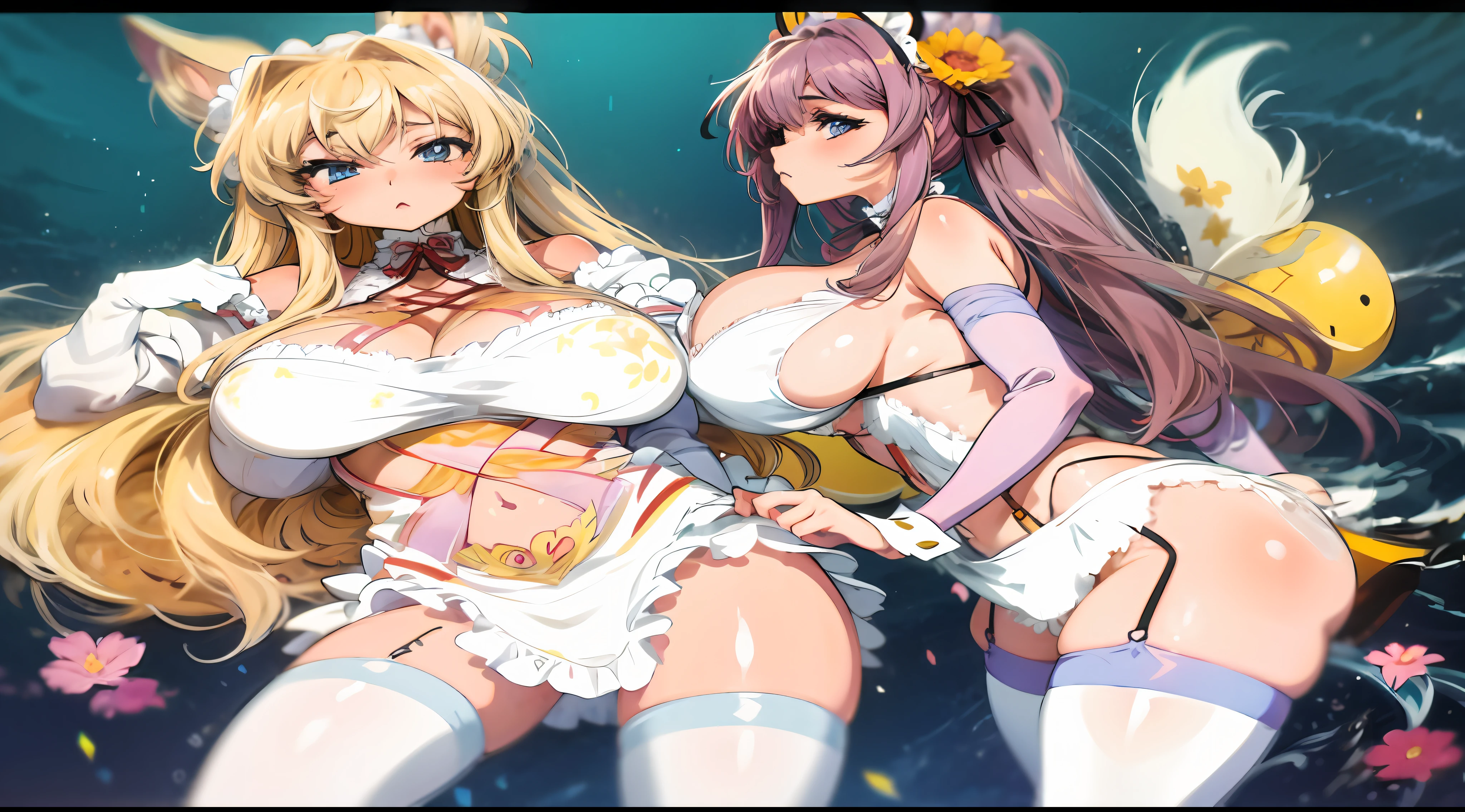 Anime characters posing with babies, eechi, twintails white_mitts, Edgeie anime style, Edgee style, , pixiv 3dcg, double tails, SFW version, leering, anime big breast, anime maids riding early tanks, Anime girls, Anime goddess, ikki tousen, anime barbie in white stockings,Best quality