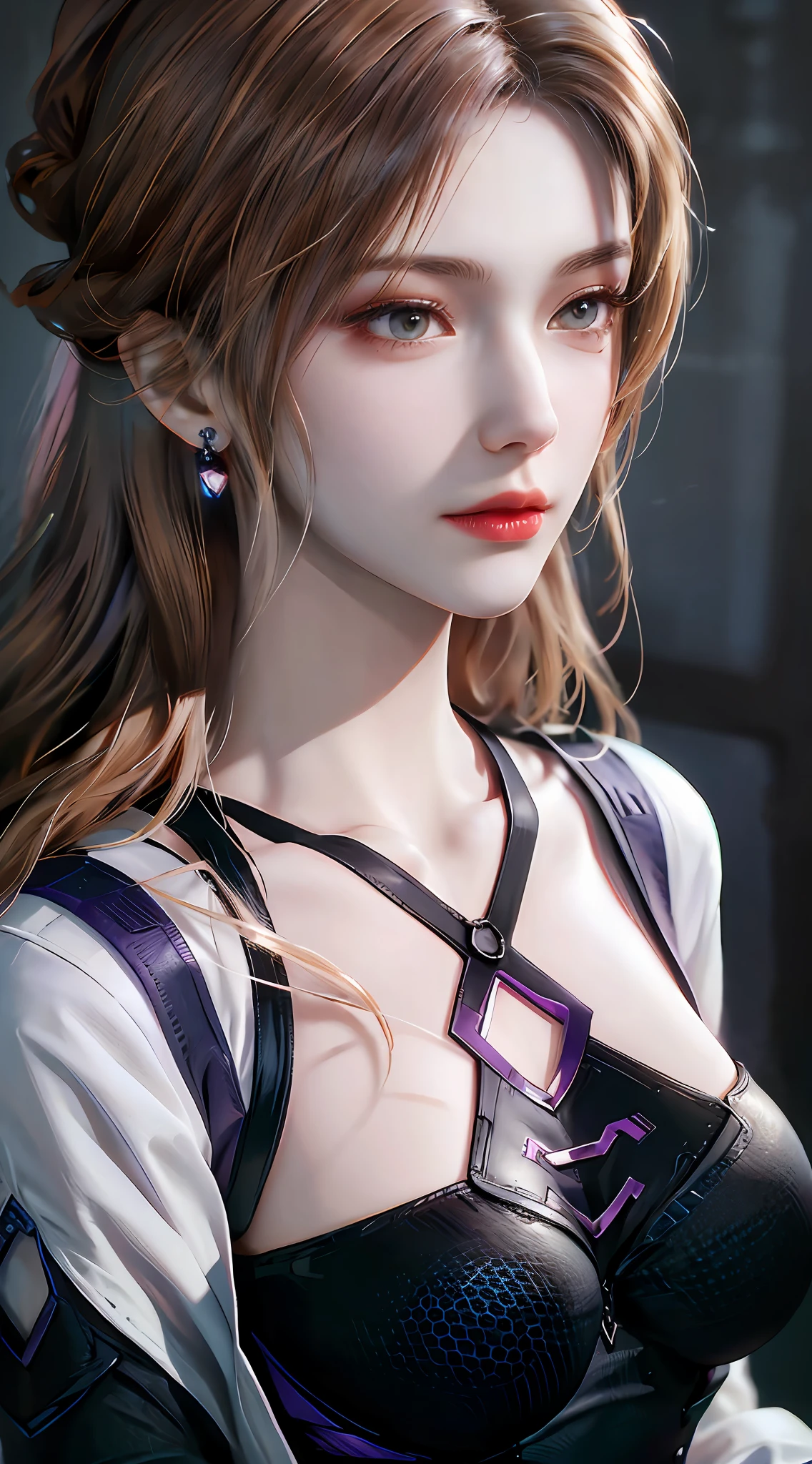 1 beautiful girl in Han costume, Thin purple silk shirt，white colors，The texture is diverse, white lace top, long platinum purple ponytail, hair adornments, ear jewelry, light purple rabbit ears, necklace and necklace, meticulously drawn large purple eyes, meticulous makeup, Thin eyebrows, High nose, lovely red lips, Without smiling, pursed lips, rosycheeks, Wide breasts, Big breasts , well-proportioned bust, Slim waist, purple mesh socks, chinese hanfu style, fictitious art textures, vivid and realistic colors, RAW photos, Realistic photos, ultra high quality 8k surreal photos, (effective fantasy light effect: 1.8), 10x pixel, Magic effects (Background): 1.8), Super detailed eyes, girl body portrait, Solo girl, ancient hanfu background,
