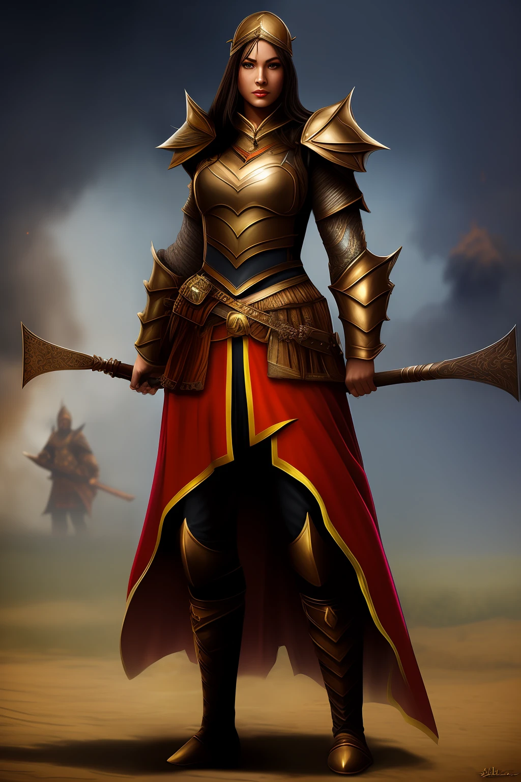 Female general in armor