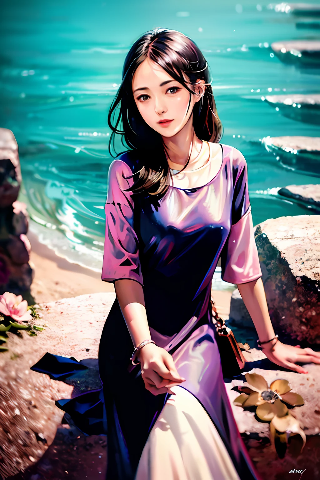 Beautiful girl by the sea