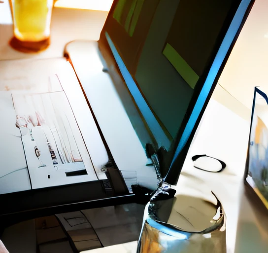 There is a glass of water next to the laptop, stunning  visuals, laptop, unwind!, screen shot, Illustrator, Drinking, --auto