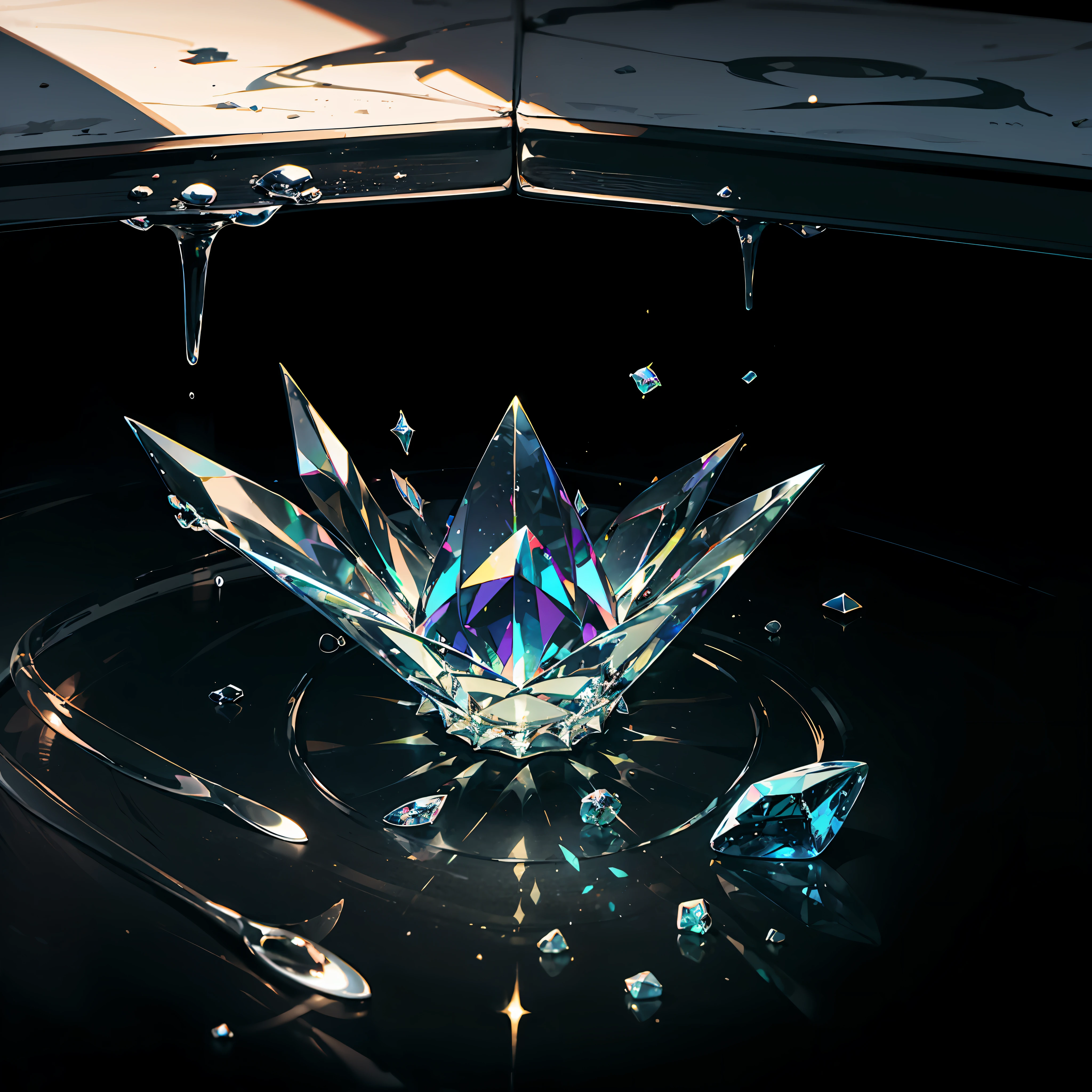 glass、shards、colourfull、Crystal jade、Sateen、the setting sun、optic、rainbows、loimu、icy、 --auto