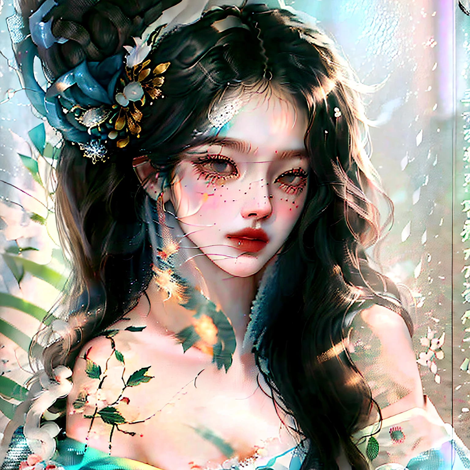 (The color hair, Bow hair ornament),(hilltop, full bodyesbian),(The is very detailed, kanon),Textured skin,The beauty smiled --auto