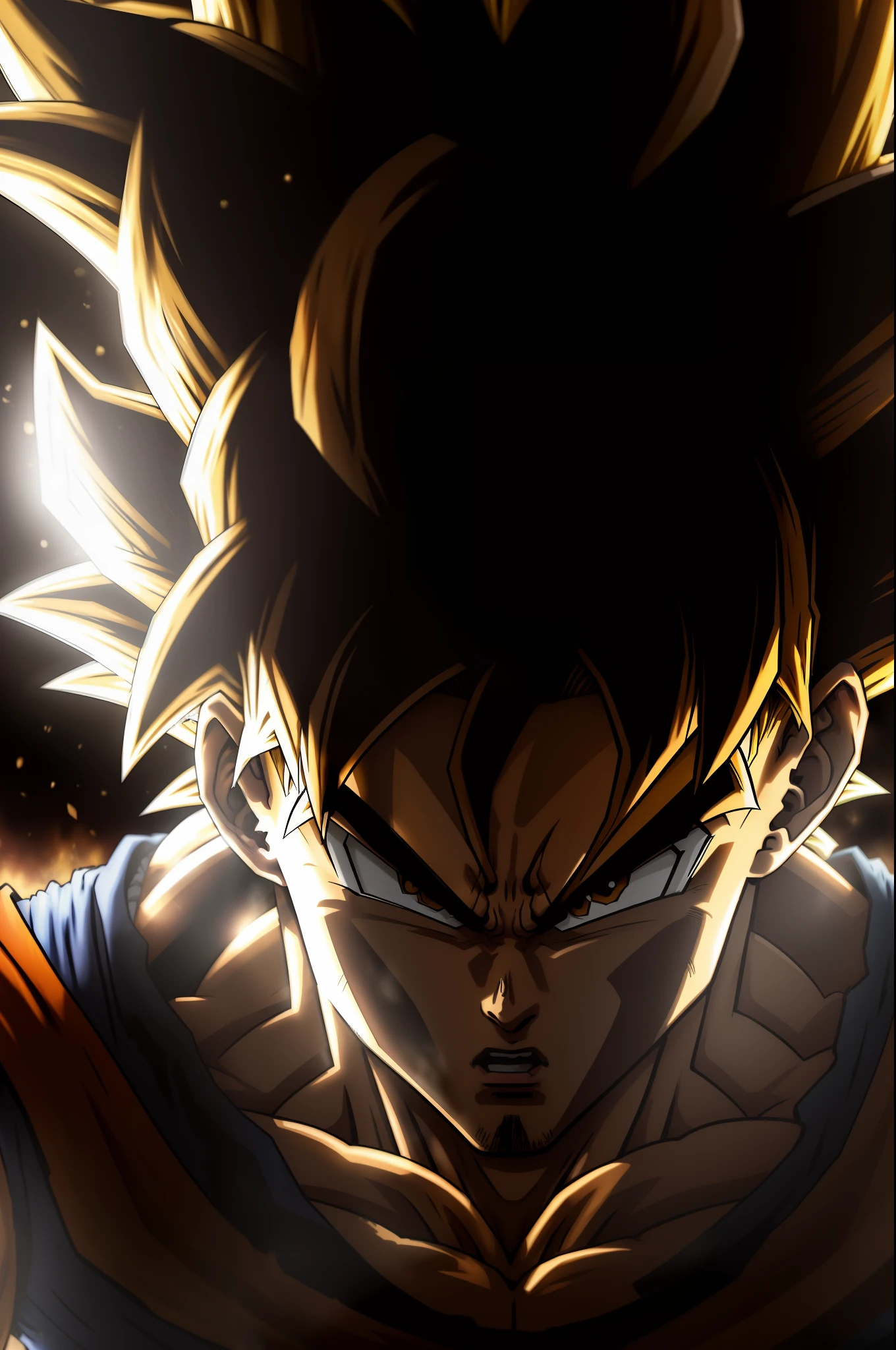 obra maestra, mejor calidad, goku femenino, pechos grandes ,super saiyajin, cabello amarillo