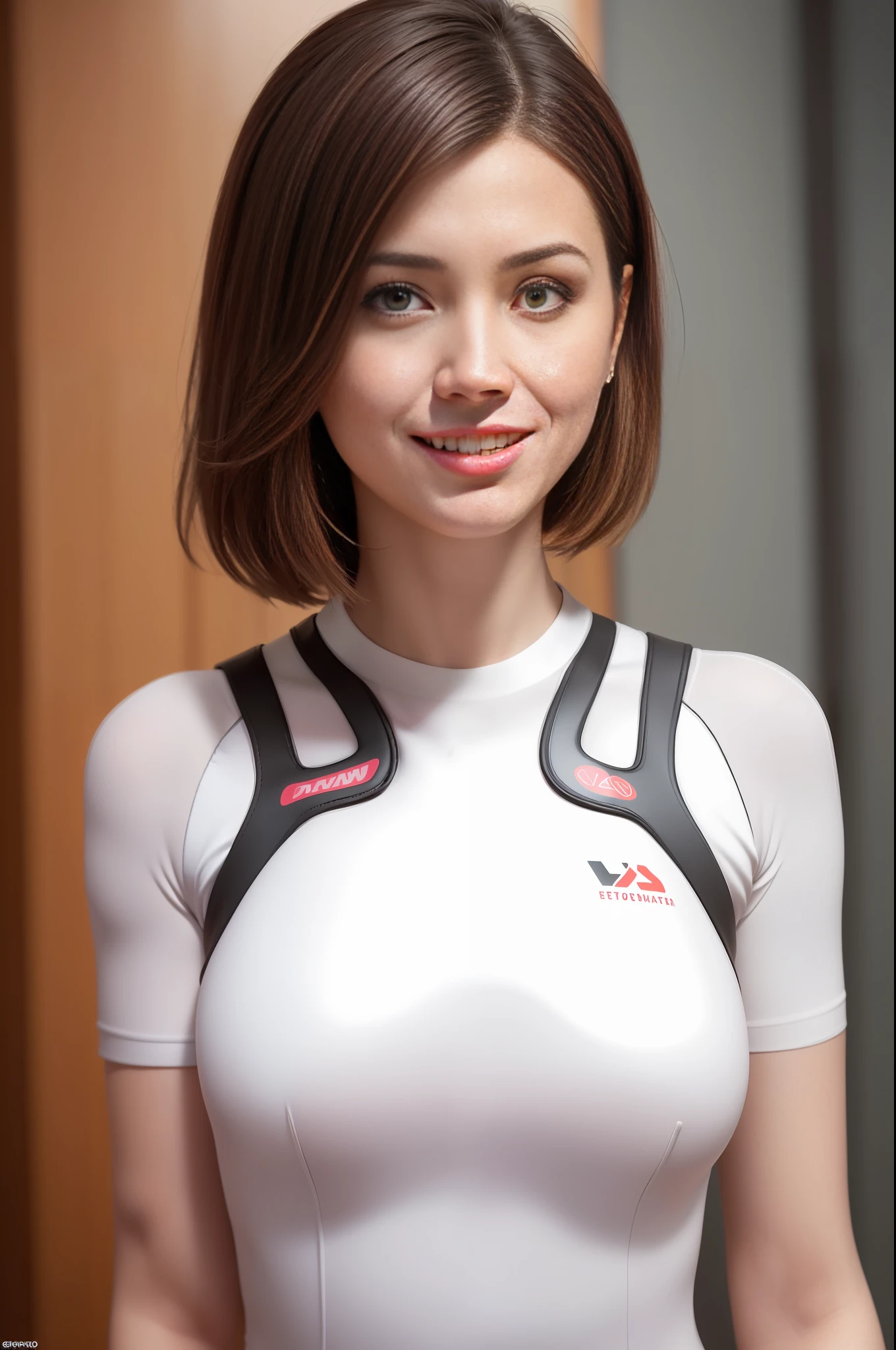 (RAW photo:1.2), (photorealistic:1.4),(masterpiece:1.3),(best quality:1.4),ultra high res,(detailed eyes),(detailed facial features),(detailed clothes features),HDR,8k resolution, solo focus, bangs, skin tight, (shiny skin),(slender girl),dreamlike,
(extreme detailed illustration),check commentary,commentary request,scenery,no text,
VirtualGirl-Rin, small breasts, bob hair, short hair, brown hair, brown eyes,
1girl, upper body,
White diving suit,
happy,smile,
