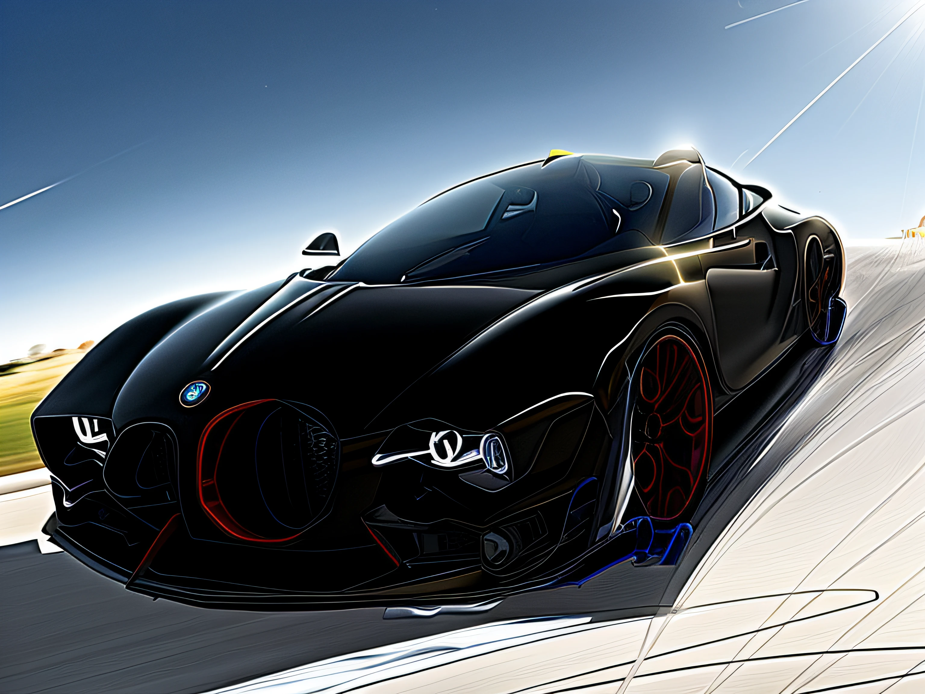 Sports car BMW front Bugatti rear tail