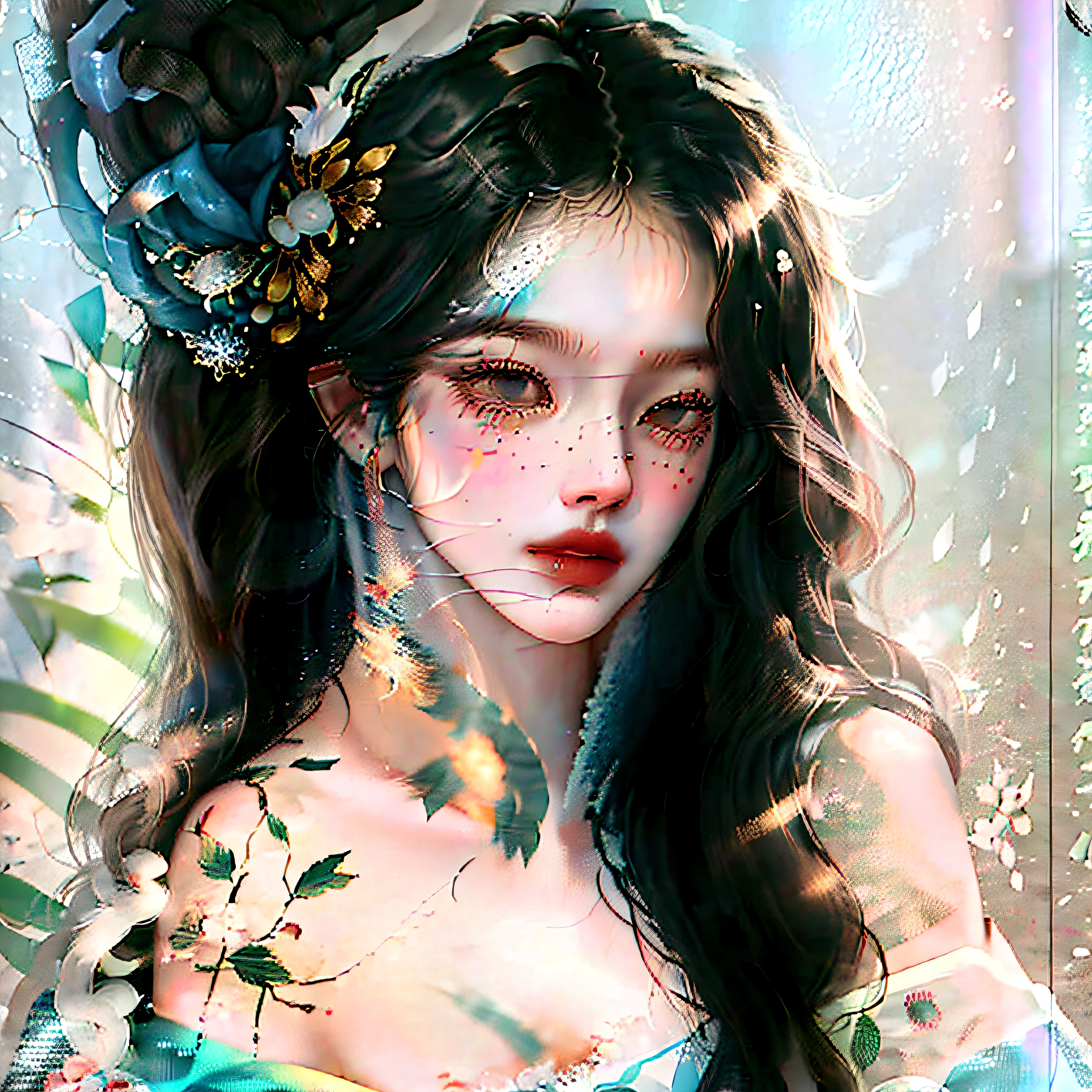 (The color hair, Bow hair ornament),(hilltop, full bodyesbian),(The is very detailed, kanon),Textured skin,The beauty smiled --auto