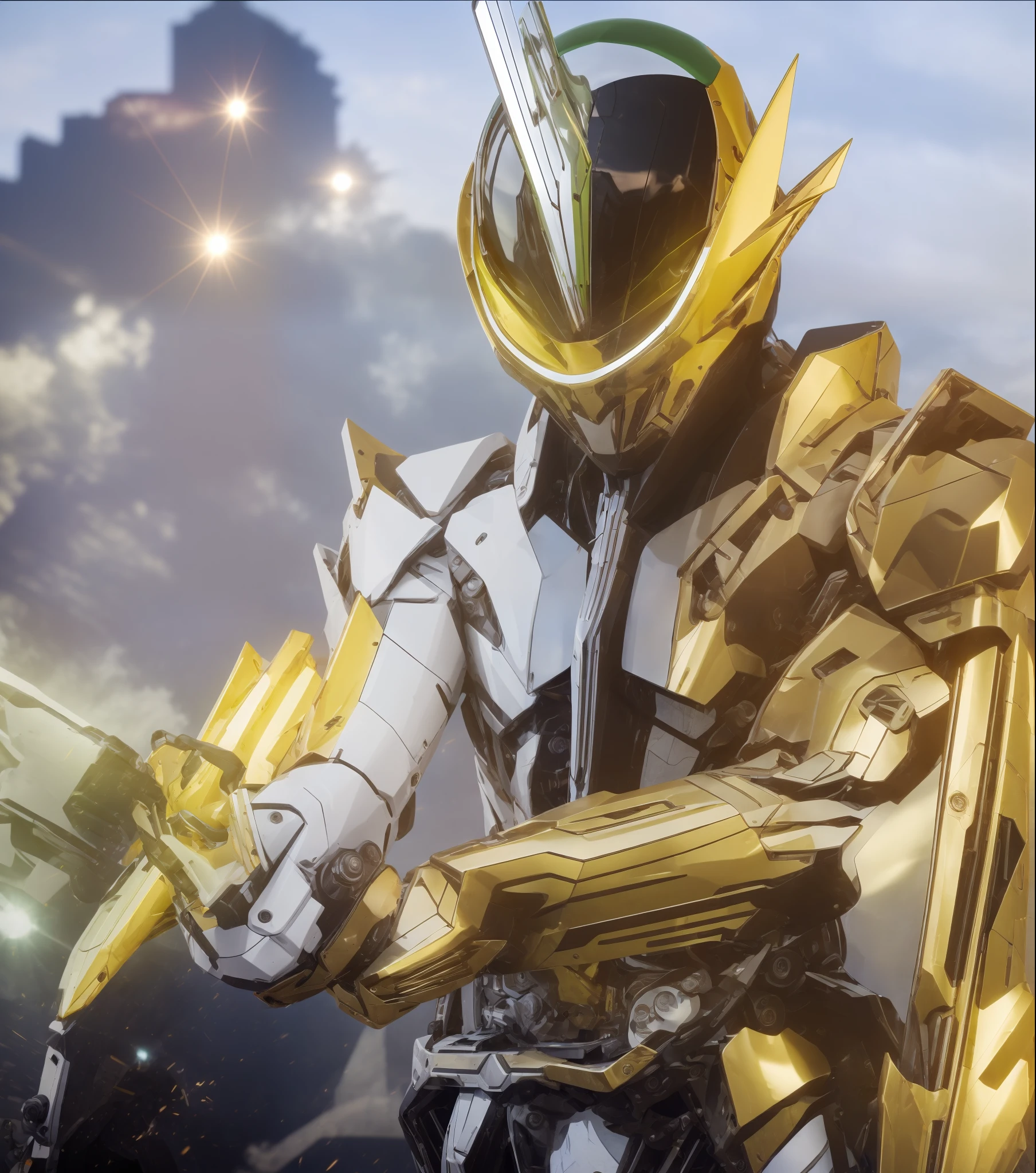 photorealestic,Machinary,mechs,Technologie,musculous,glowing light eyes,Burly body,style of photography,Real scenery(Metallic texture 1.8)(Excess detail 2)(High resolution1.6)(4K clarity1.9)(Carbon fiber 1.5)(Metal reflection 1.5),Sword in hand