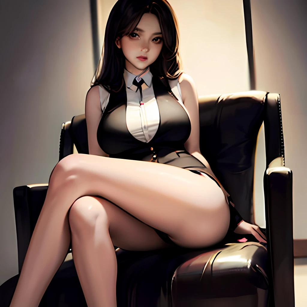 Slender beauty vest line home big breasts long legs black silk