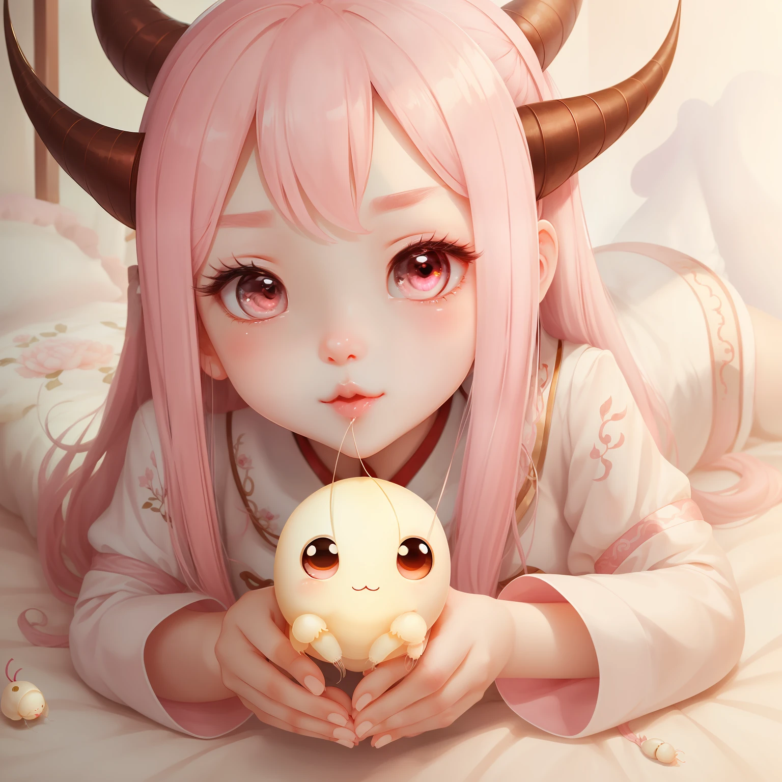 Real girl uniform girl masterpiece whitening skin, beautiful long leg horns, pink hair, delicate facial features, really cute, Chinese style big avatar, beautiful pupil lying silkworm, conservative eyes, small nose, big mouth --auto