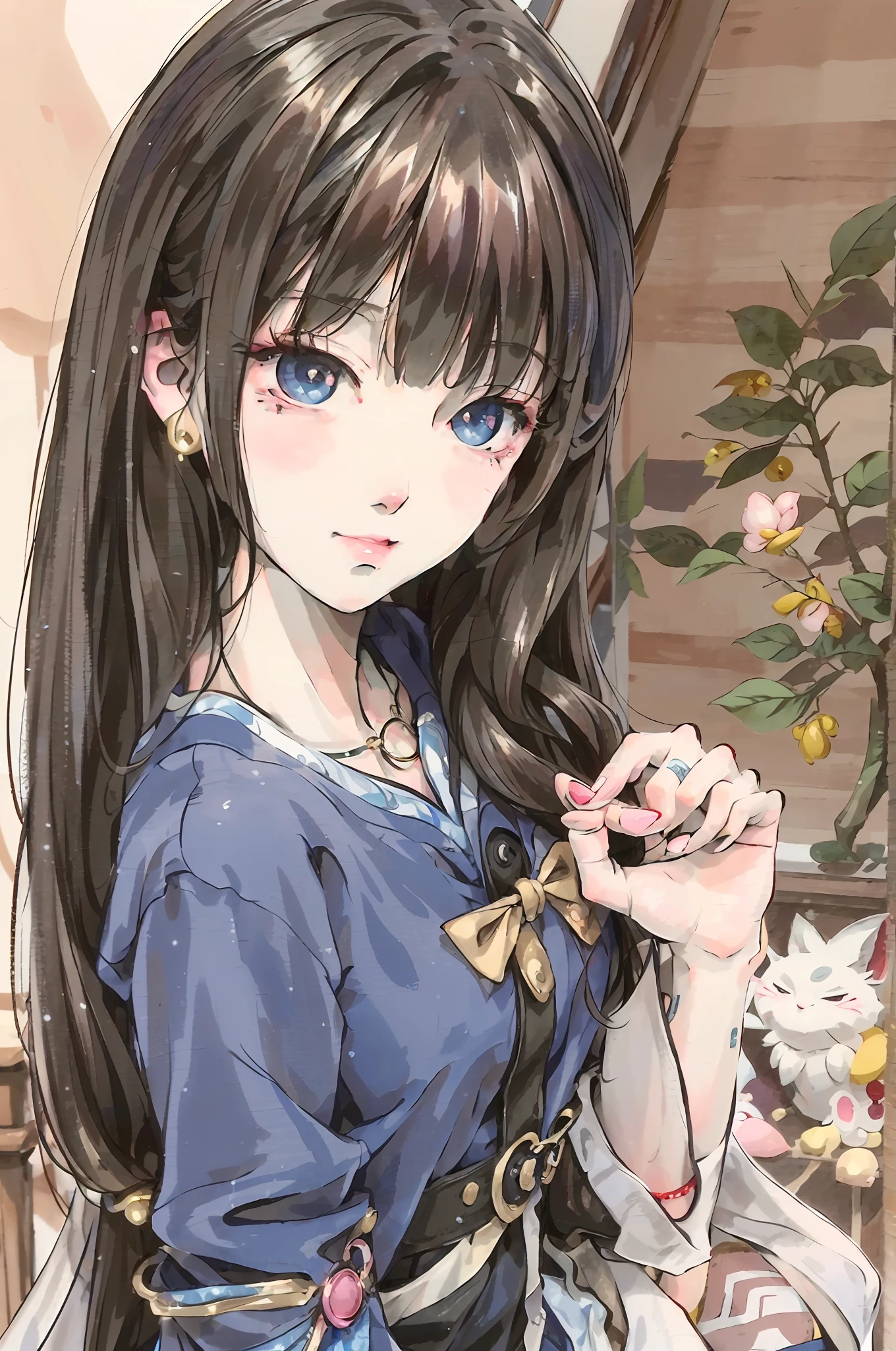 anime girl with long hair and blue eyes holding a cell phone, a beautiful anime portrait, anime moe art style, Portrait of an anime girl, Anime style portrait, portrait anime girl, pretty anime girl, anime visual of a cute girl, portrait of an anime girl, (Anime girl), detailed portrait of an anime girl, Beautiful anime girl, Marin Kitagawa fanart, anime portrait