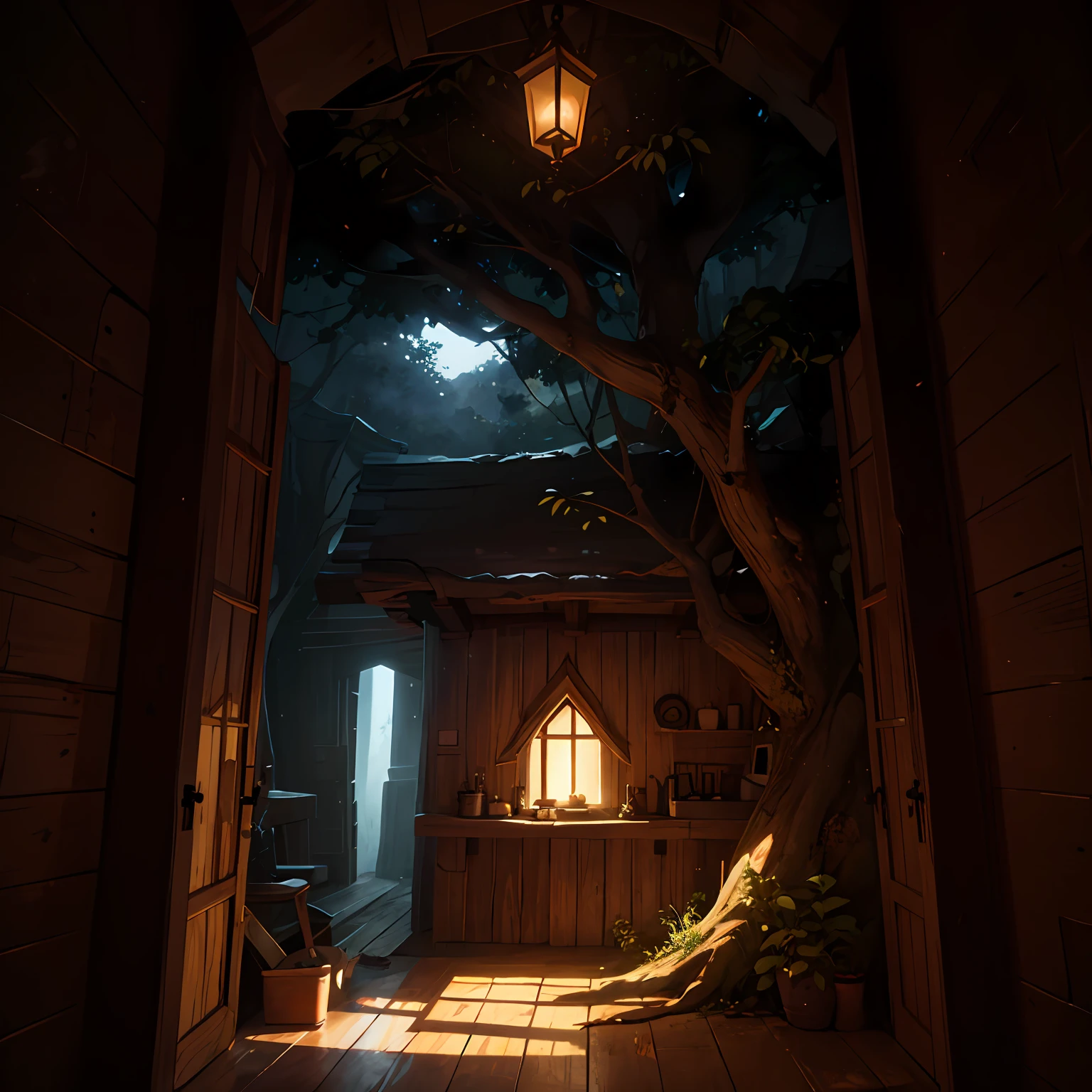 Vision inside a fairy house that is made inside a tree, Manga style, 8k, super detalhes, ccurate, melhor qualidade, anime estiloso, Epic atmospheric --auto