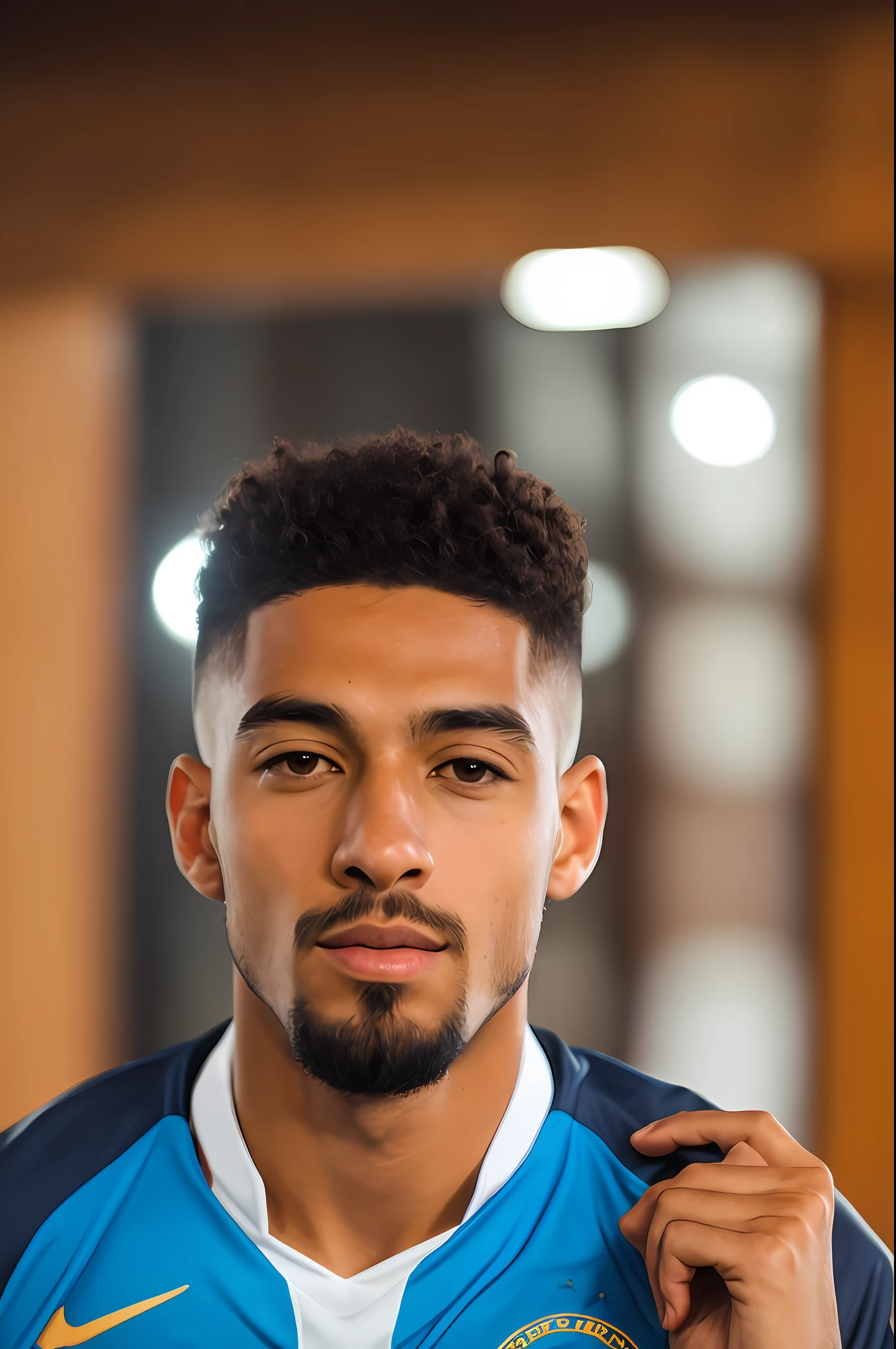 Obra-prima, A 24-year-old footballer at the peak of his career is in a very important championship final, (Detalhe alto: 1 1), Rosto jovem, Pele natural, Alta qualidade, NSFW, Olhos bonitos, (Rosto e olhos detalhados), (Face: 1 2), barulho, extra, foto real, PSD, fotografia de filme leve, foco nítido, contrast lighting, pele detalhada, high res 8k, detalhe maluco, realista, fotografia profissional, 8k UHD, DSLR, luz suave, alta qualidade, grain of film, Fujifilm XT3