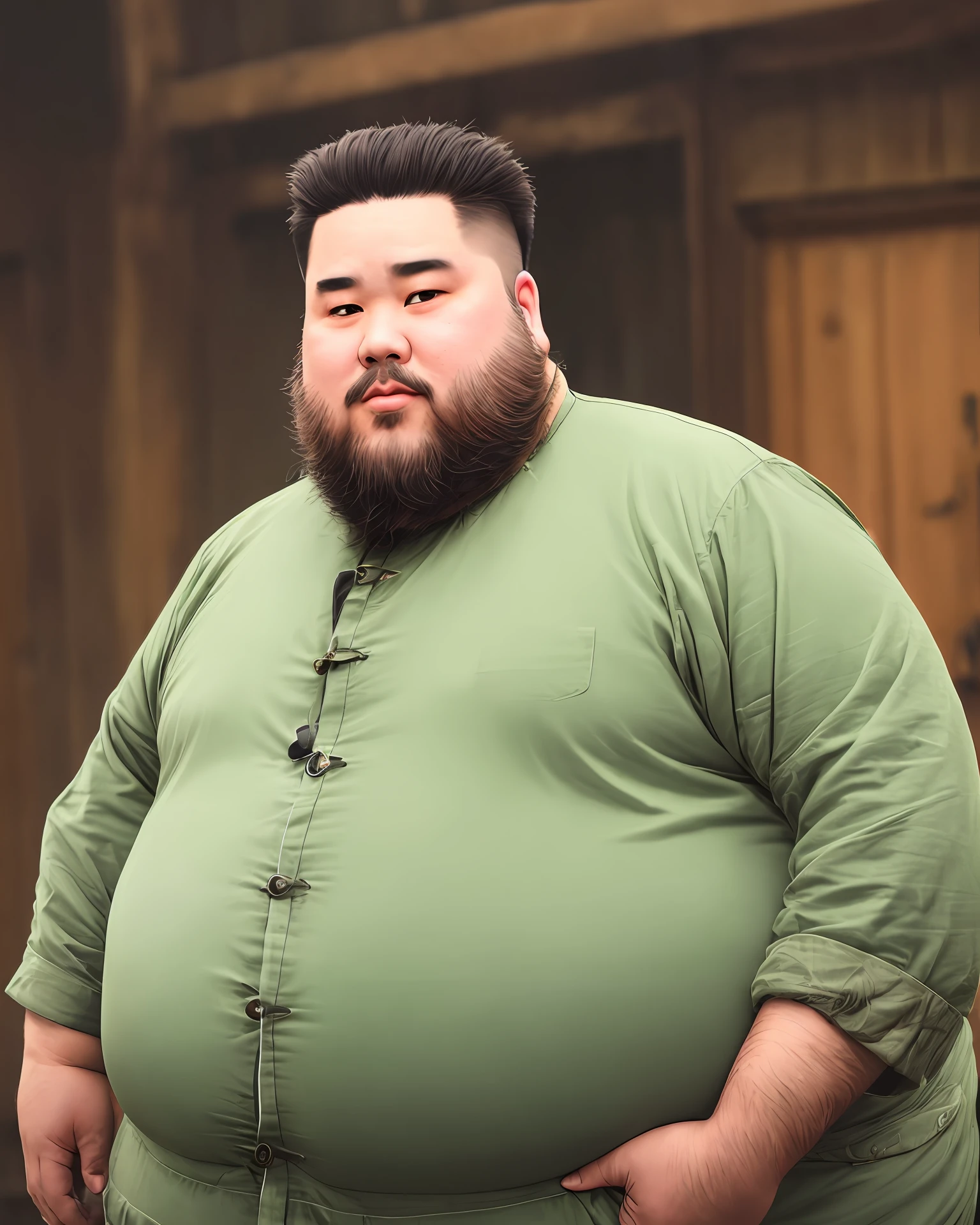 Fat suit, beard, upper body Asian