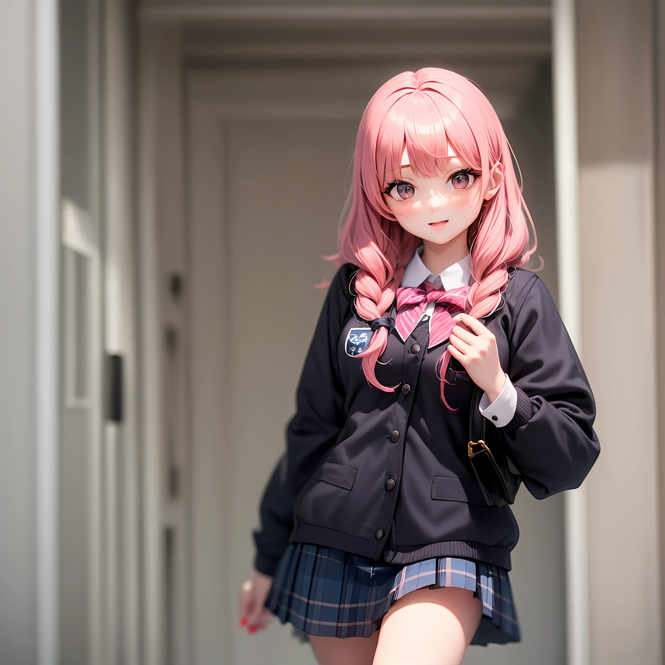 girl campus pink hair youth good figure