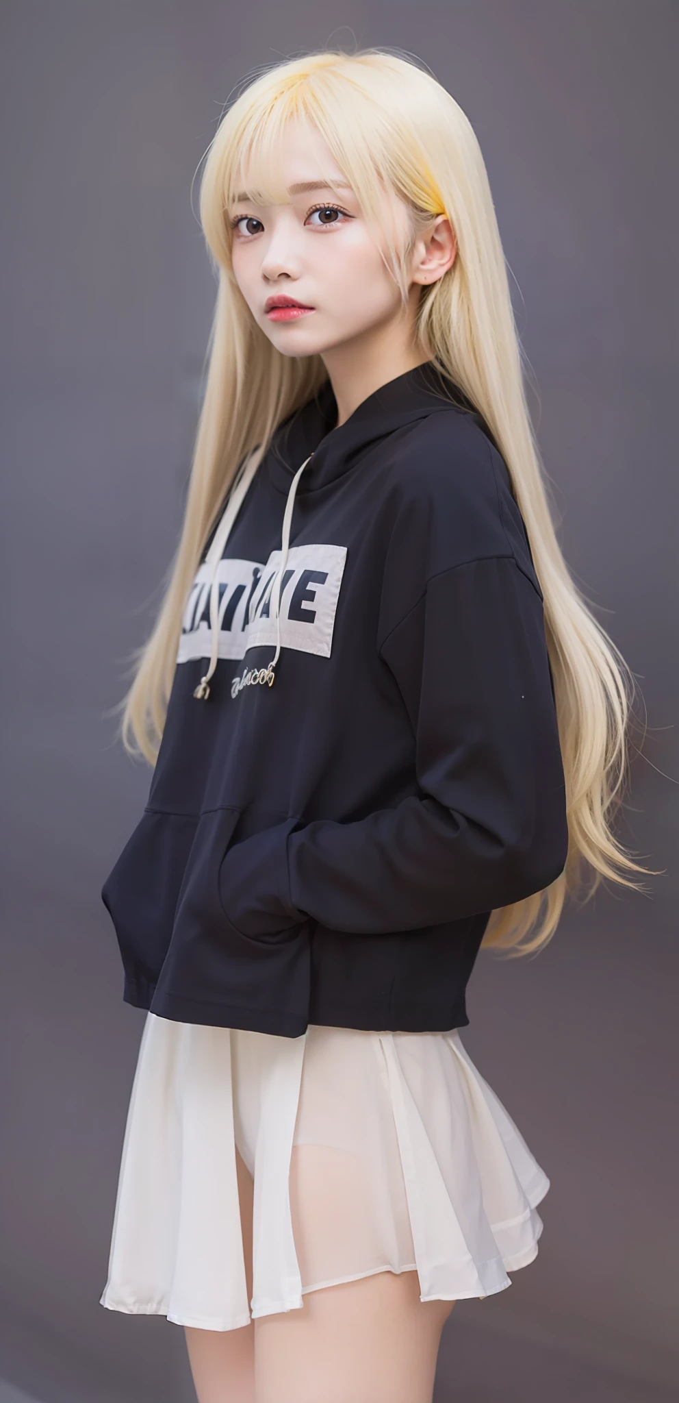 1girl, yellow hair, realistic, ultra detail, photography,