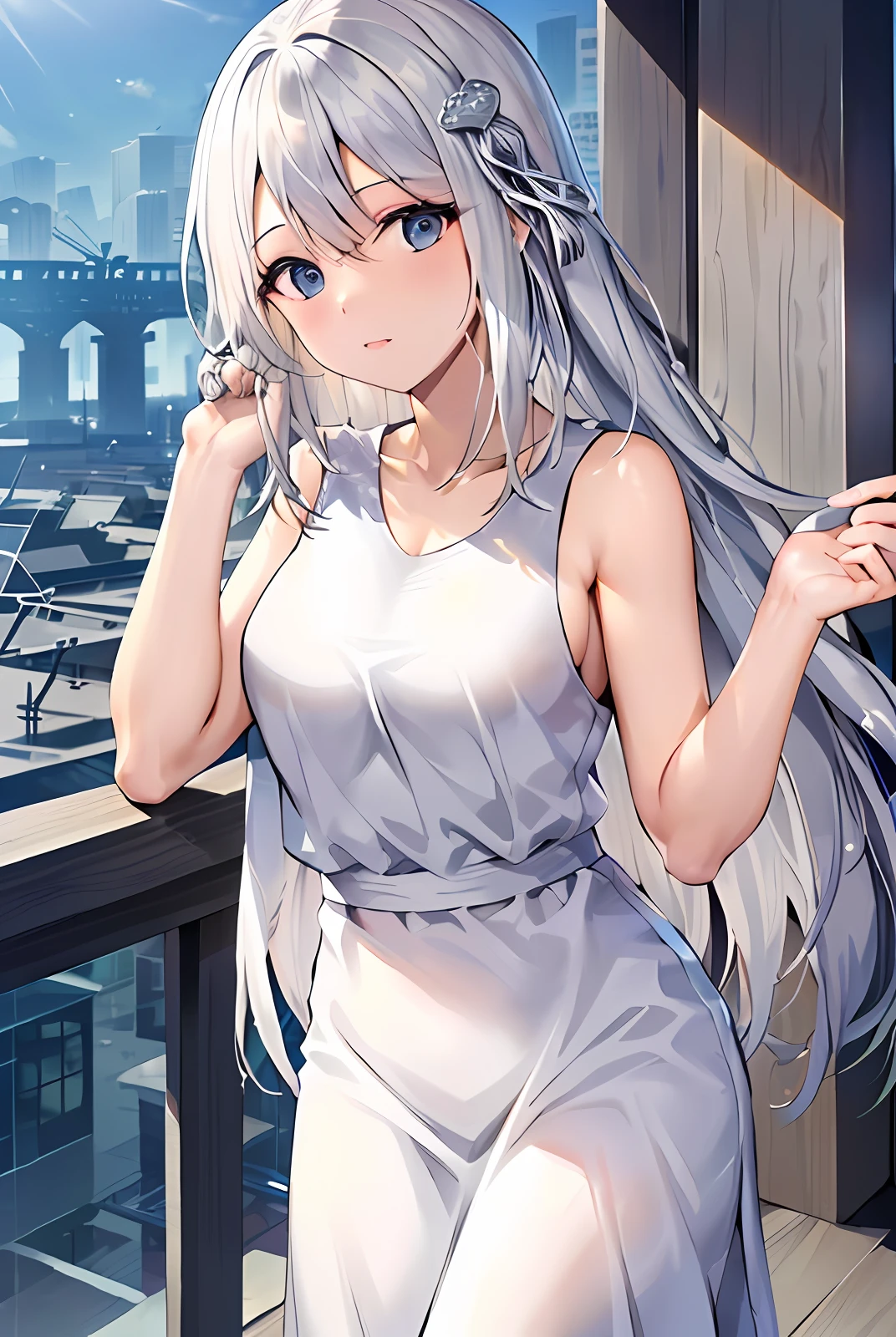 The height is obviously one meter seven five,Beautiful women,HighestQuali,white color hair