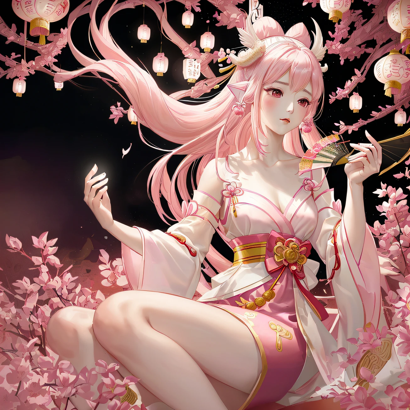 Real girl uniform girl masterpiece whitening skin, beautiful long leg horns, pink hair, delicate facial features, really cute, Chinese style big avatar, beautiful pupil lying silkworm, conservative eyes, small nose, big mouth --auto