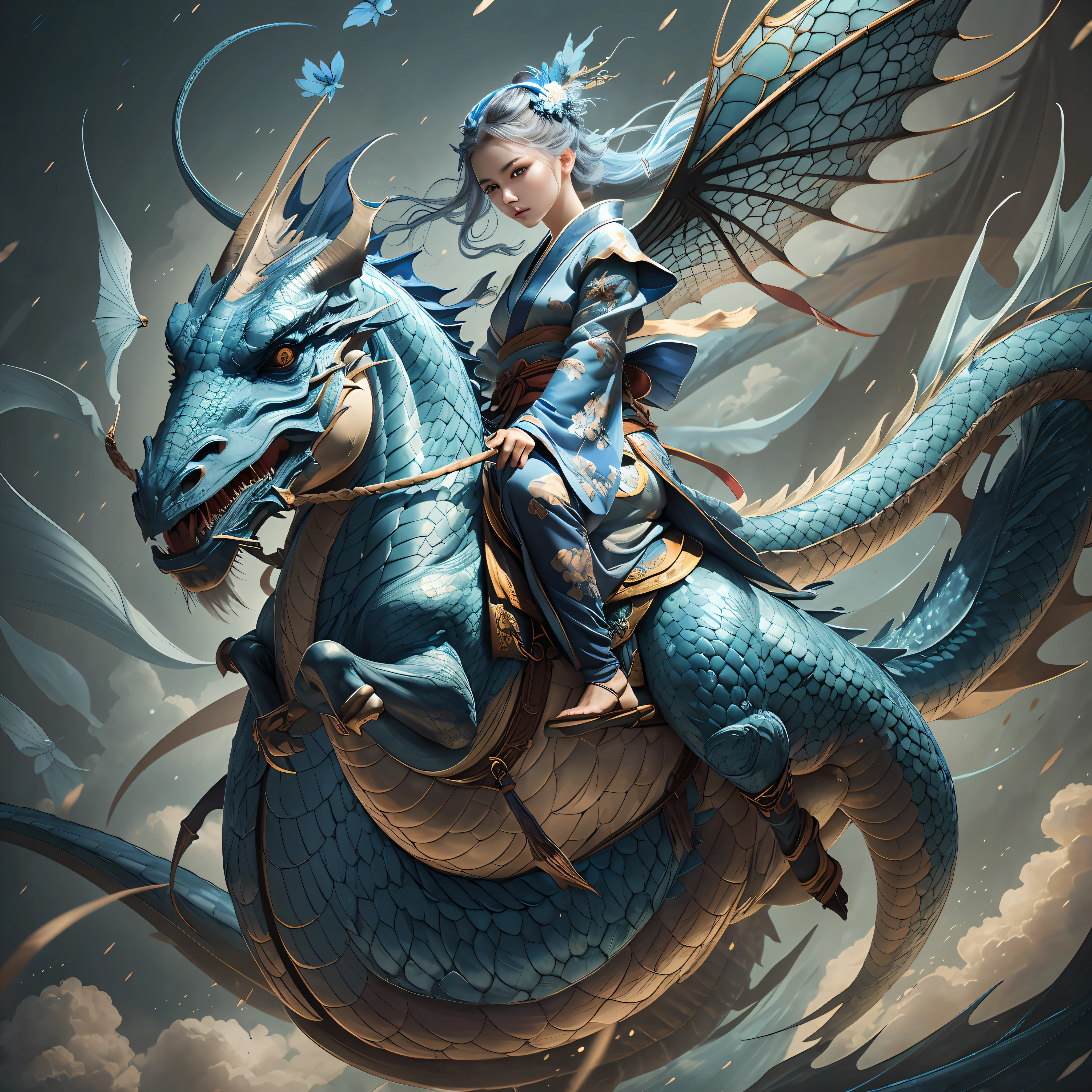 In a captivating image, an elegant woman clad in a white Chinese gown glides through the sky atop a mythical Chinese dragon. As they traverse the heavens, her flowing gown and the dragon's iridescent scales create a mesmerizing vision of harmony and otherworldly beauty.
hdr, (photorealism, masterpiece quality, best quality), , pureerosface_v1,ulzzang-6500-v1.1, --auto