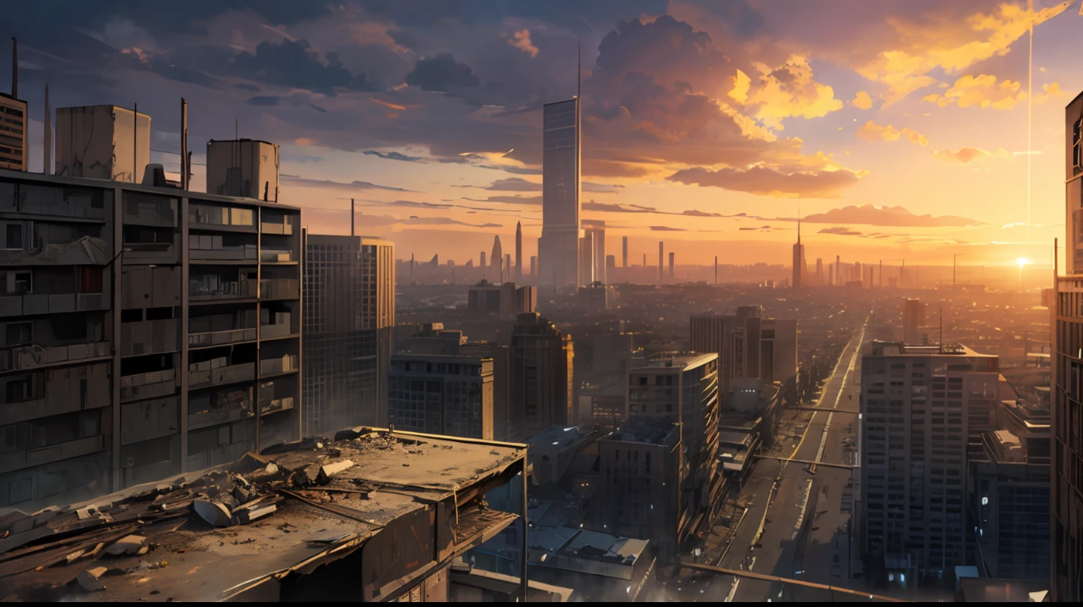 Doomsday dilapidated city overlook --auto