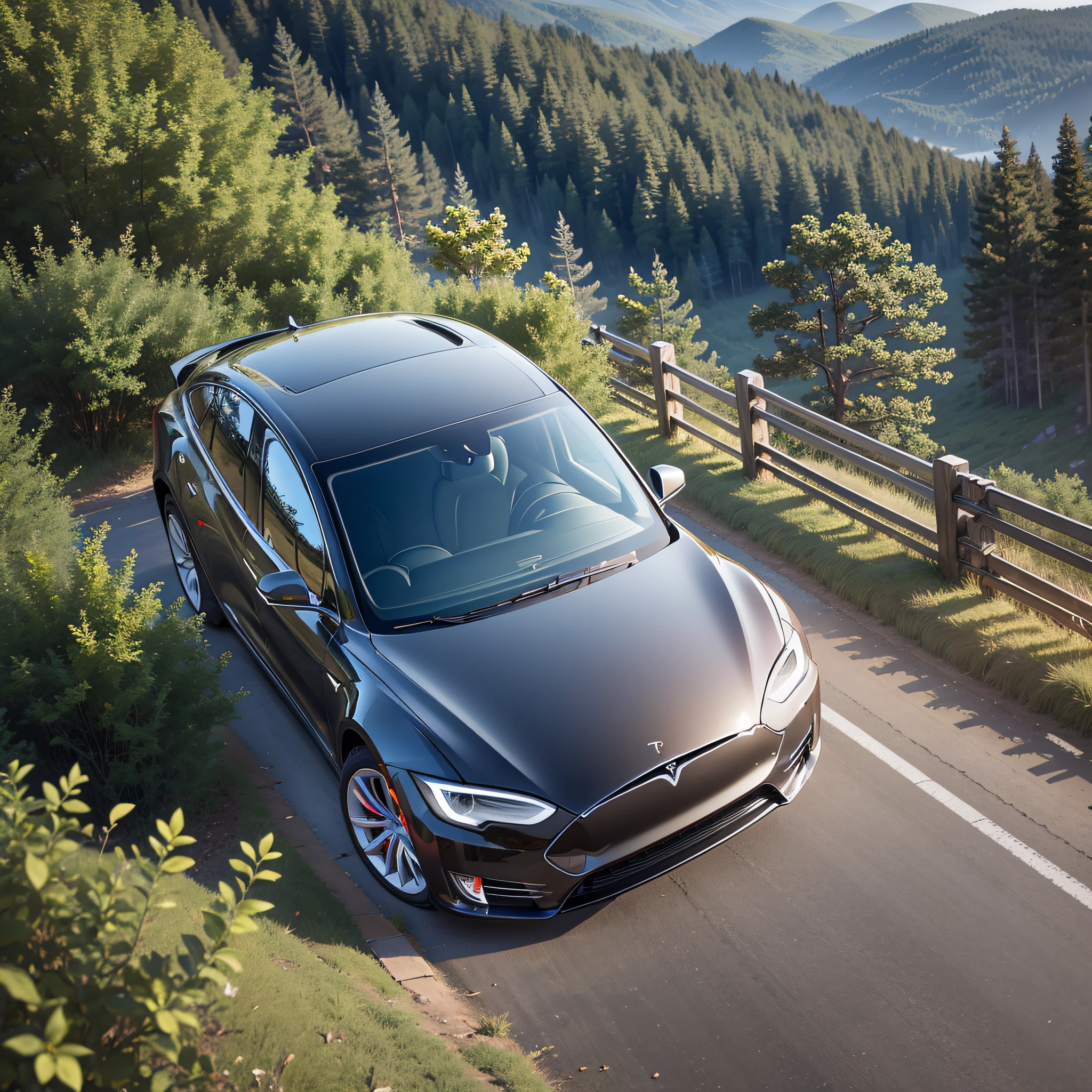 （RAW photos：1.2），（realisticlying：1.4），（tmasterpiece：1.3），（best qualtiy：1.4），超高分辨率，hdr，8K分辨率，tesla car，Cool，The lens is full of sense，Dynamic impact powerful road running --auto