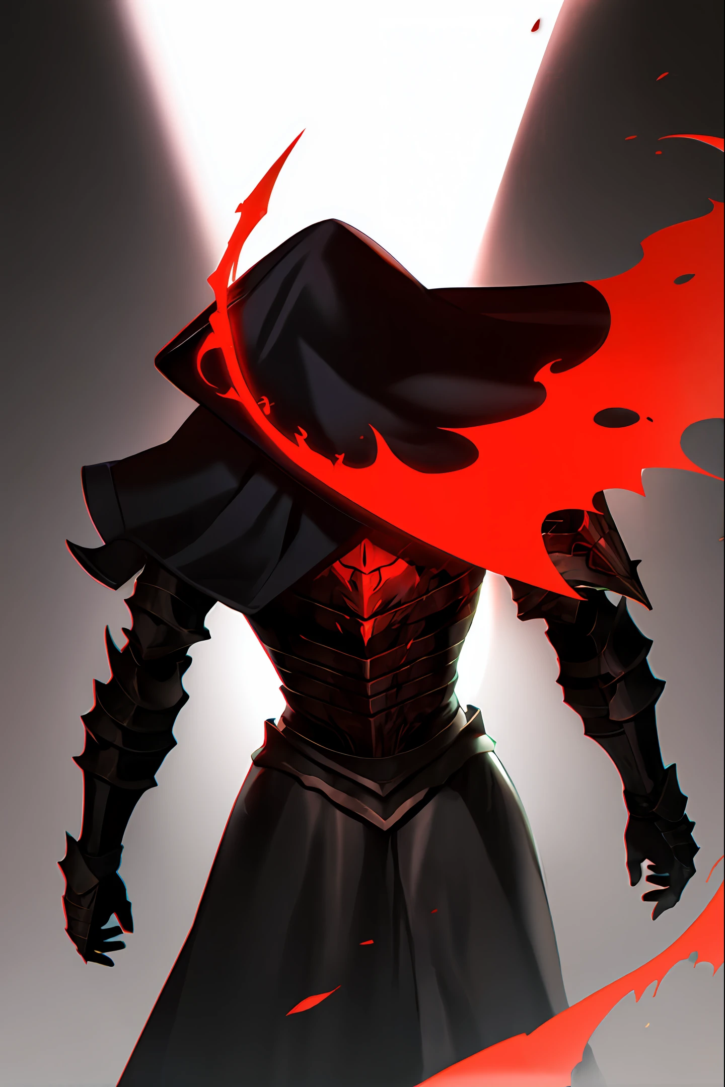 blood-red，Cloak，cavalier，With a mask，Sharp armor，The sword，Back Shadow