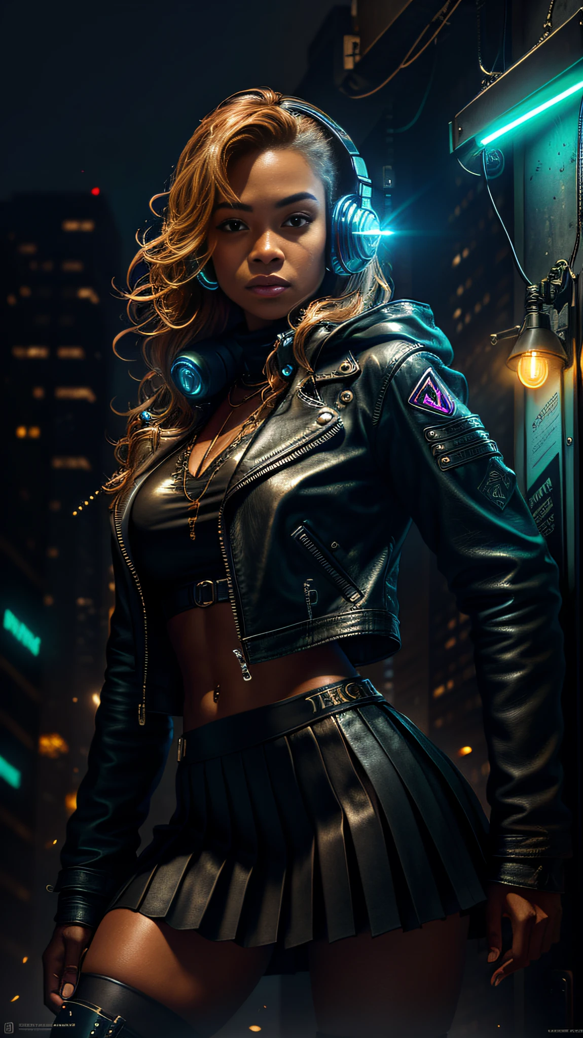 a hyper realistic ultra detailed photograph of a futuristic beautiful barbarian woman wearing sunglasses at a dystopian city, tattered outfit with rusty metal armor plates, long wild hair, tattooed hands and body, fashion pose, detailed symmetric beautiful hazel eyes, detailed gorgeous face, apocalyptic environment, exquisite detail