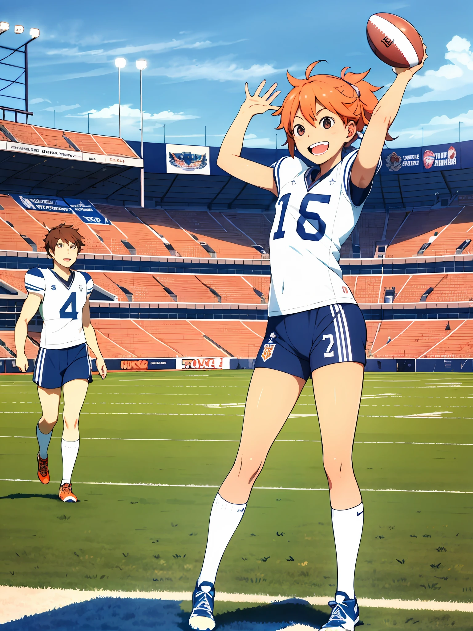 I'm on the football field,In the stands are thousands of fans