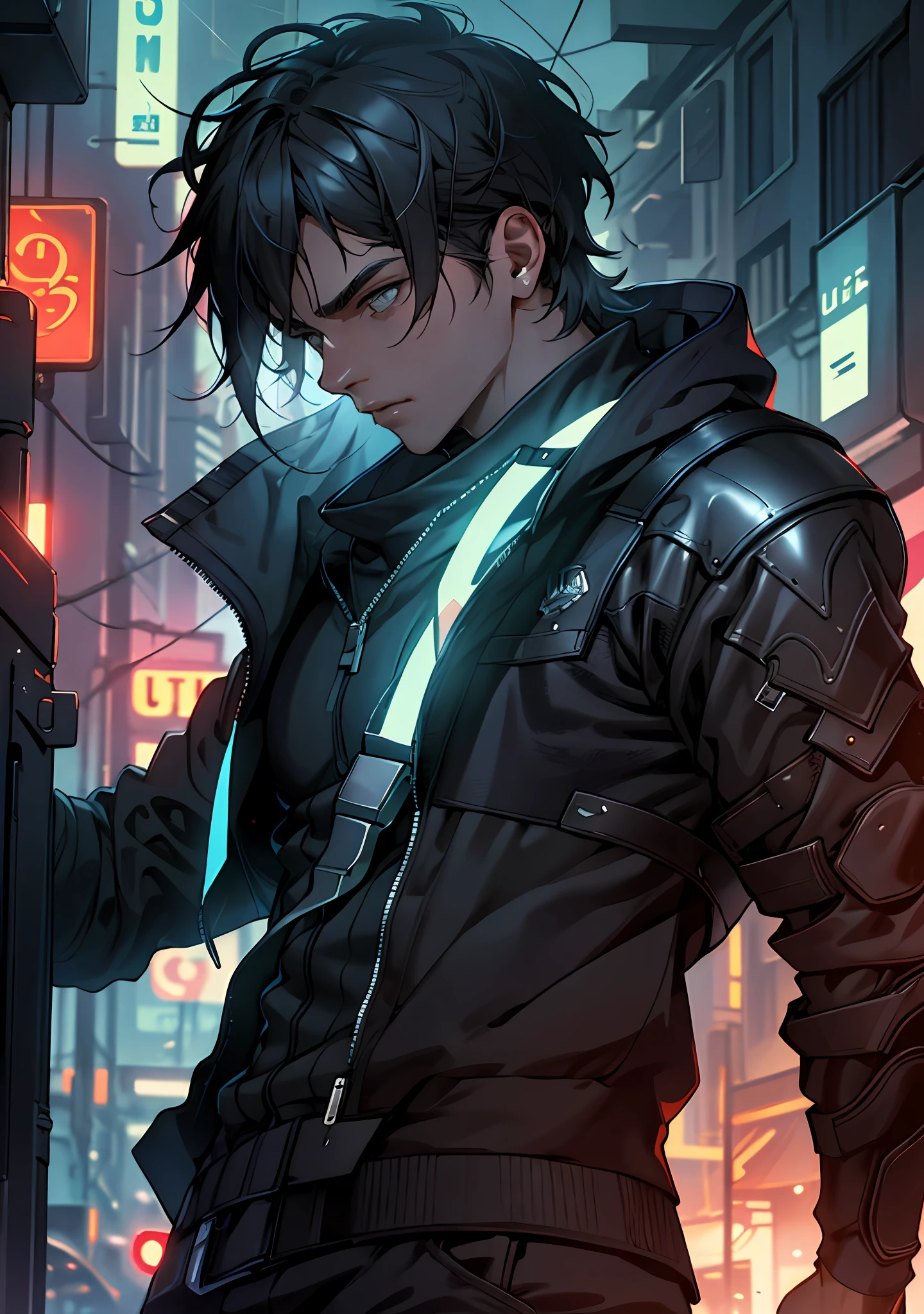 ultra detail, high resolution, ultra detailed, best quality, amazing, top quality, extremely detailed CG unity 8k wallpaper, cinematic lighting, cat fanboy, cyberpunk, dark boy