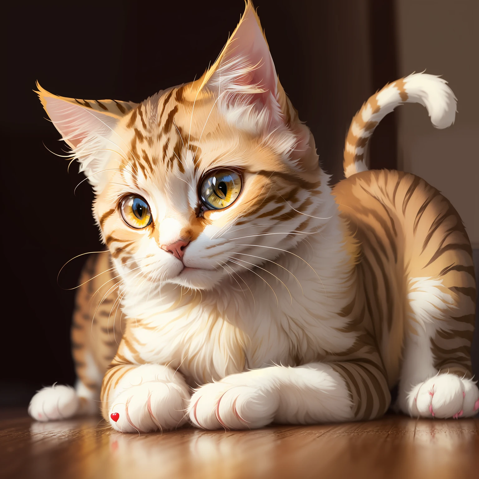 Cat with yellow hair, chubby, big eyes, cute --auto