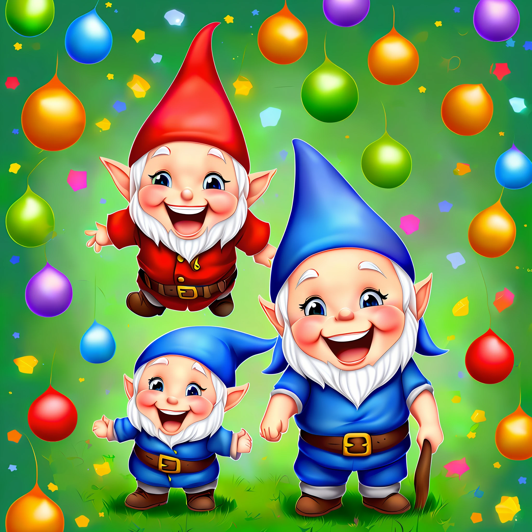 Fairytale gnome joyful with a goatee very kind emotions illustration for children one gnome in the illustration