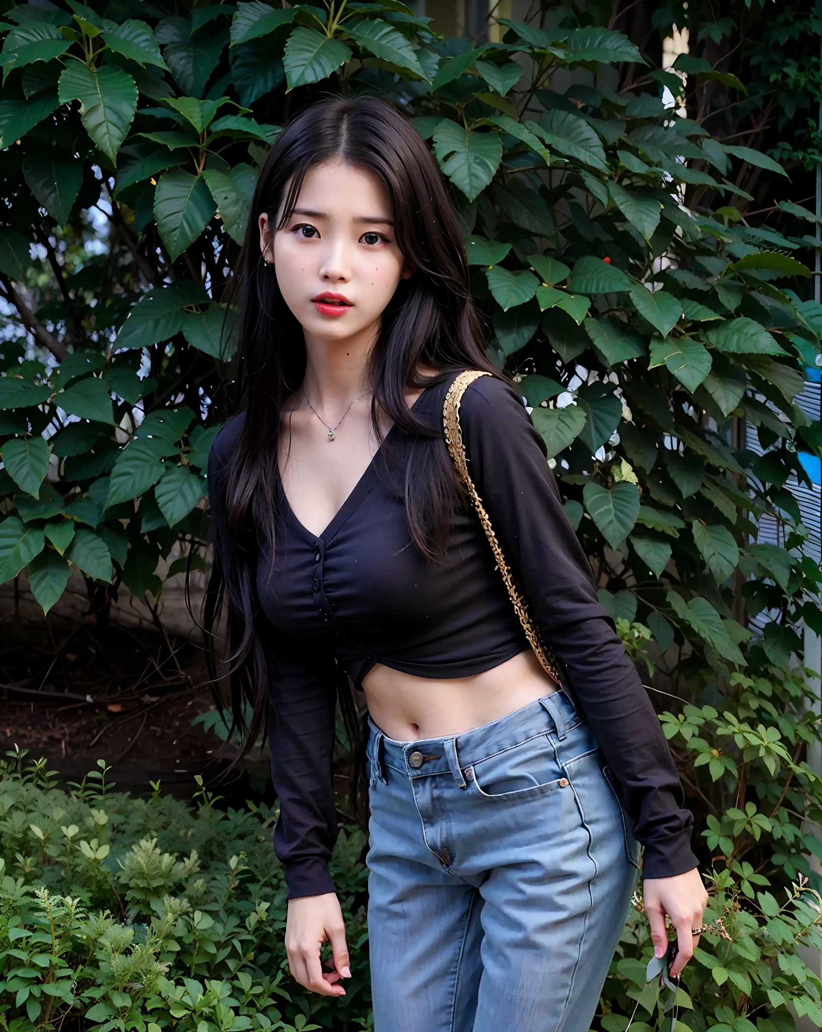 araffed asian woman with long black hair and a black top, korean girl, ulzzang, beautiful south korean woman, gorgeous young korean woman, tzuyu from twice, jinyoung shin, long black hair with bangs, she has black hair with bangs, beautiful young korean woman, photo of slim girl, cropped shirt with jacket, asian girl with long hair, iu1, lee ji-eun
