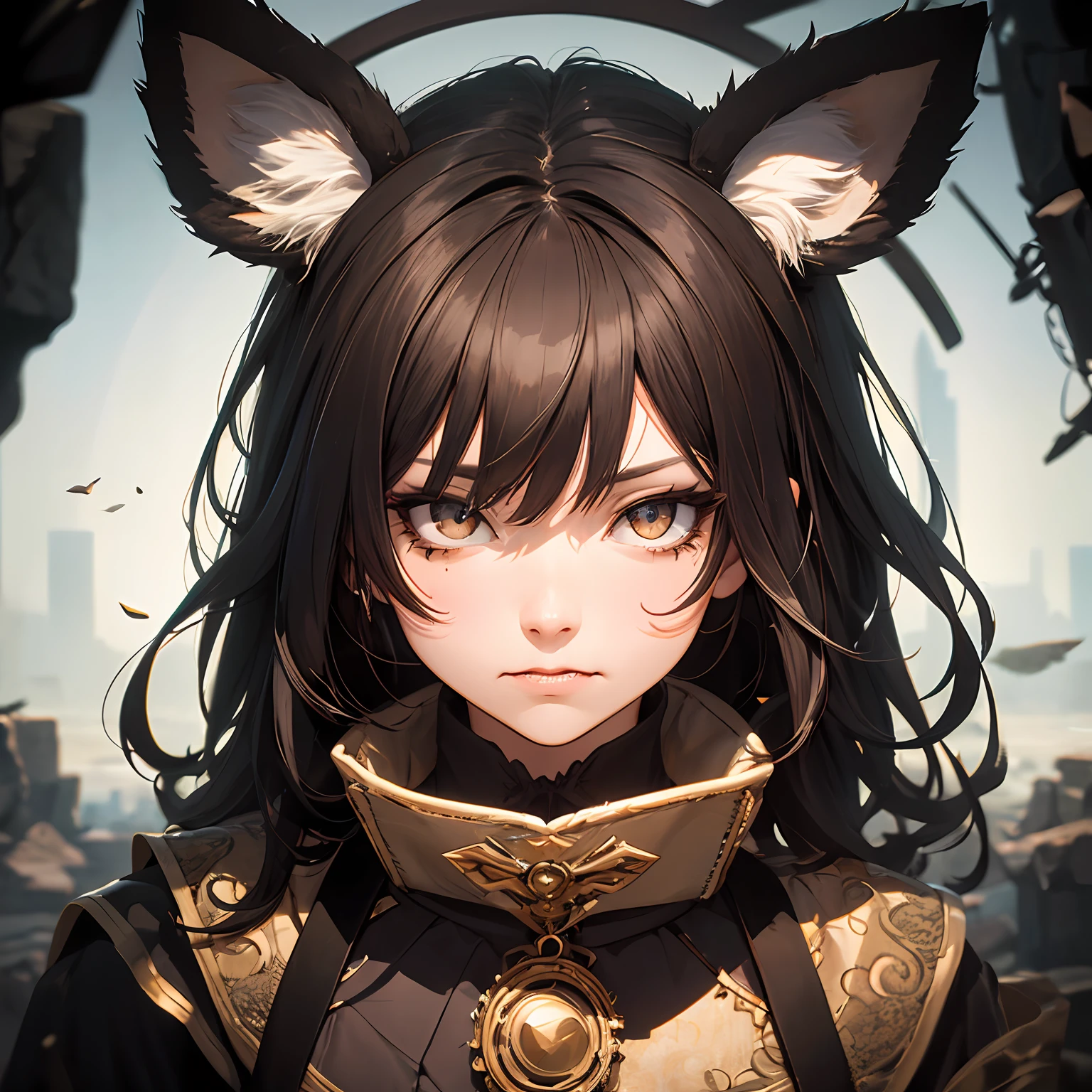 wince, longeyelashes, solid circle eyes, fake animal ears, fang, mole under eye, Surrealism, drop shadow, anaglyph, stereogram, tachi-e, pov, atmospheric perspective, 8k, super detail, ccurate --auto