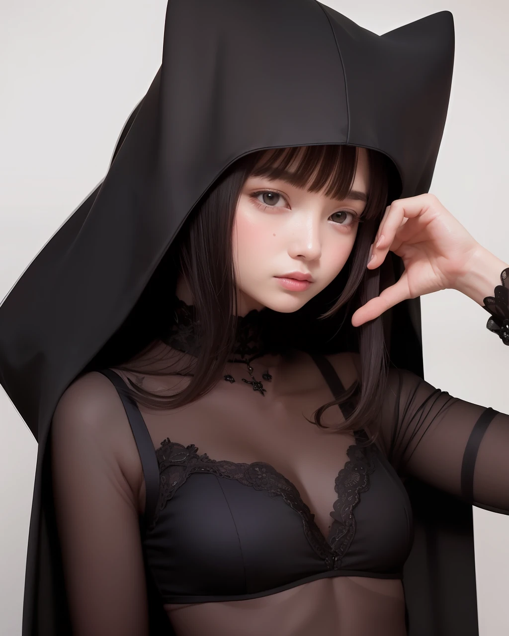 A girl in black silk
