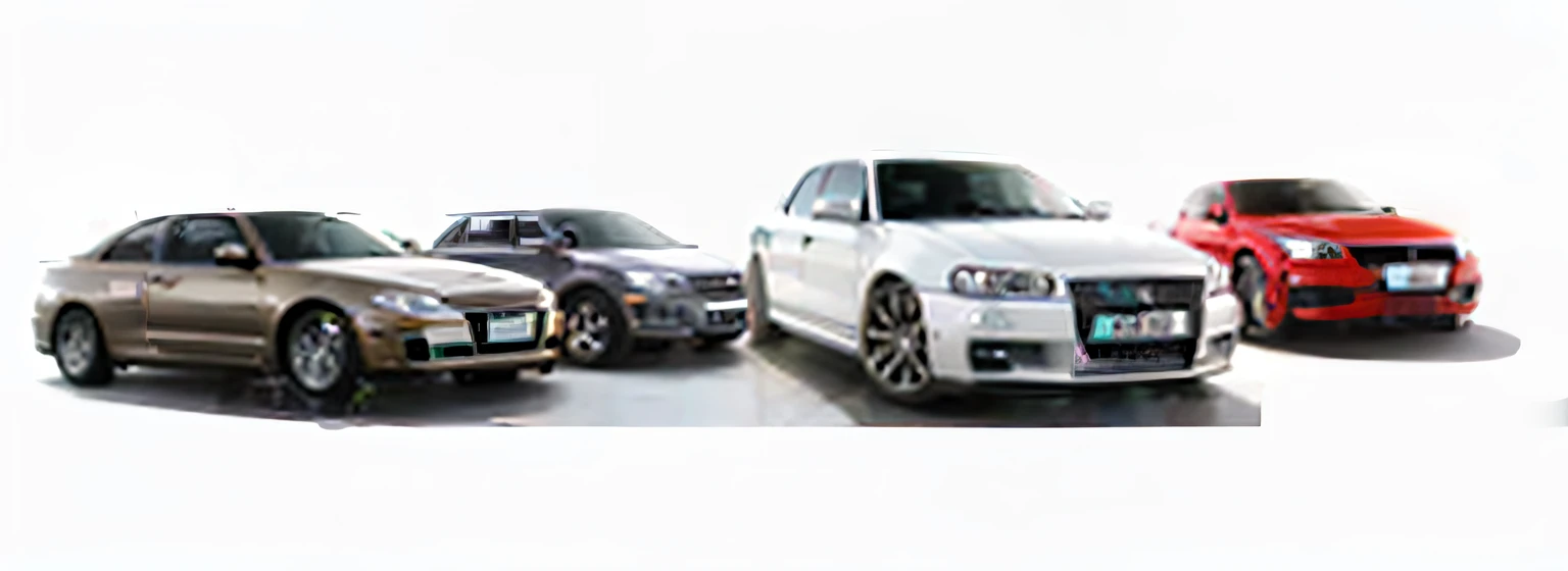 Three cars were parked in a row on a white surface, vehicles, advertisement picture, The Car, s line, Car thumbnail, conceito, high key, rendering, advanced automobile, characteristic, detail processing, ads, wide screenshot, composite, realistic cars, designs --auto