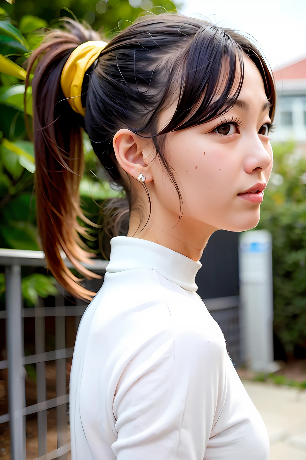 Girl wearing JK's high ponytail