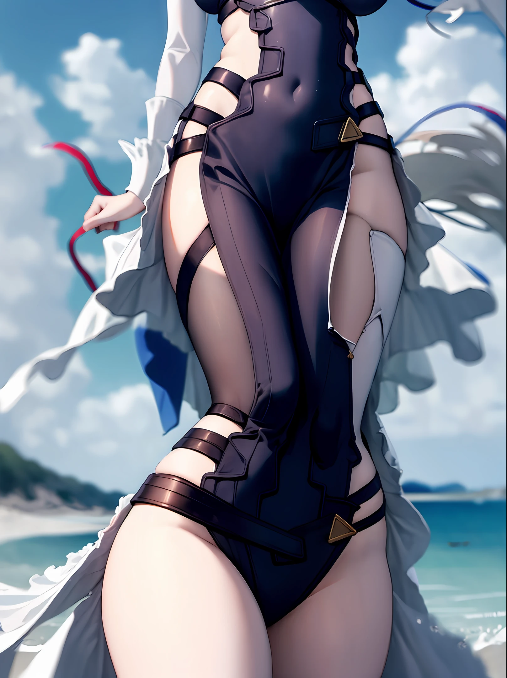 White silk big breasts pair breast rabbit swimsuit