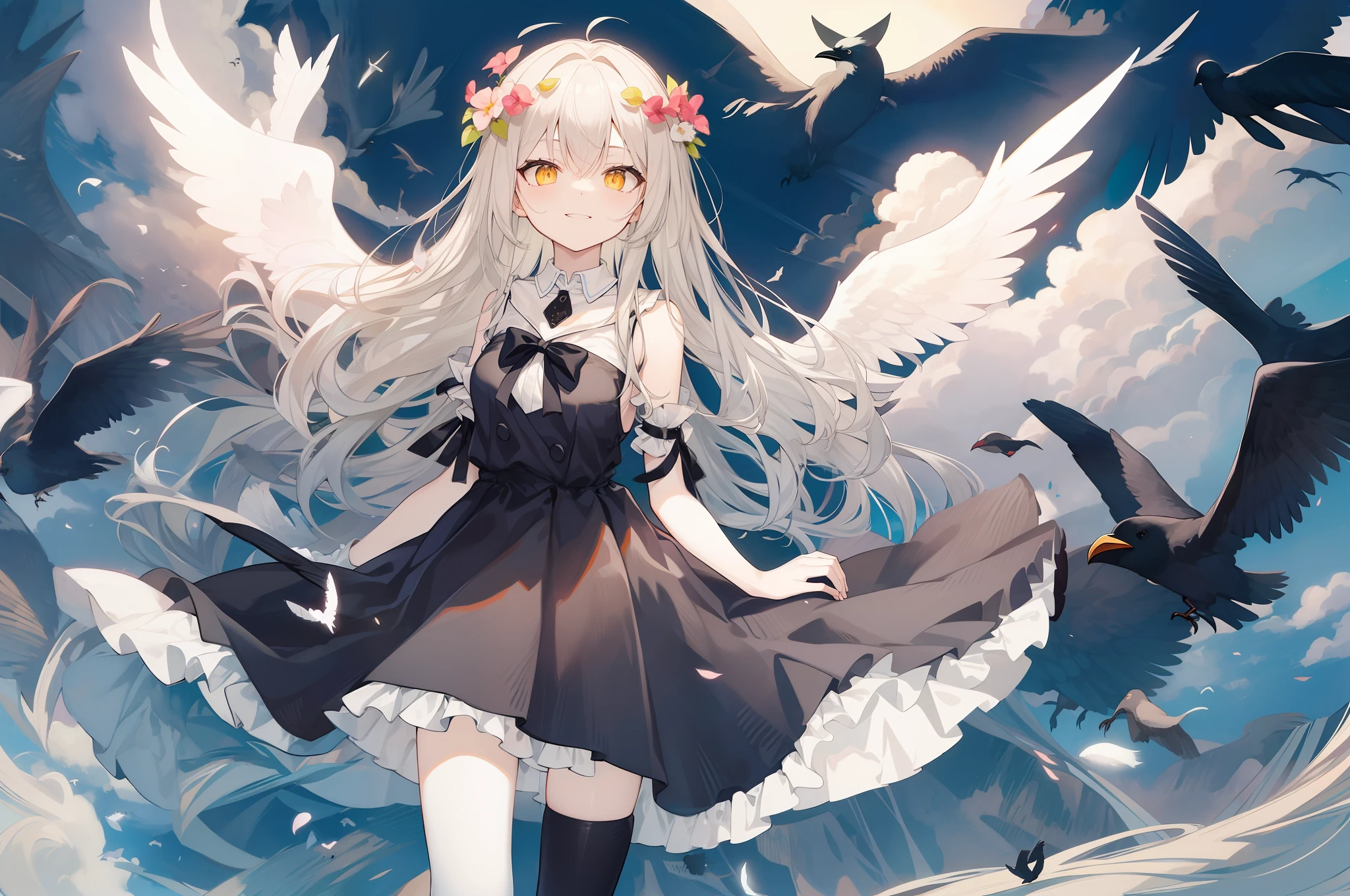 Lots of crows,A large flock of crows