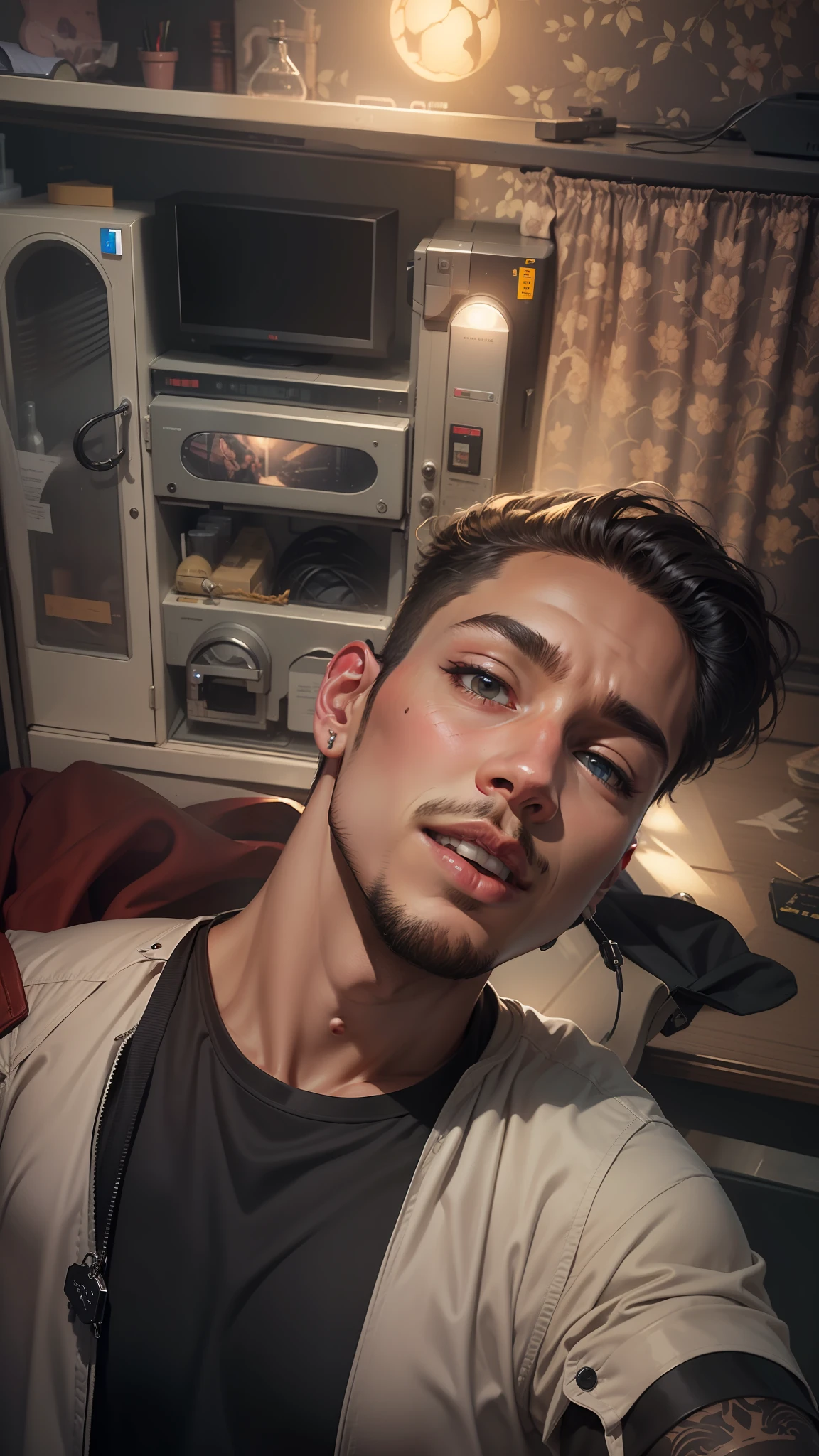 Chance background,cyber park,realistic boy handsome,