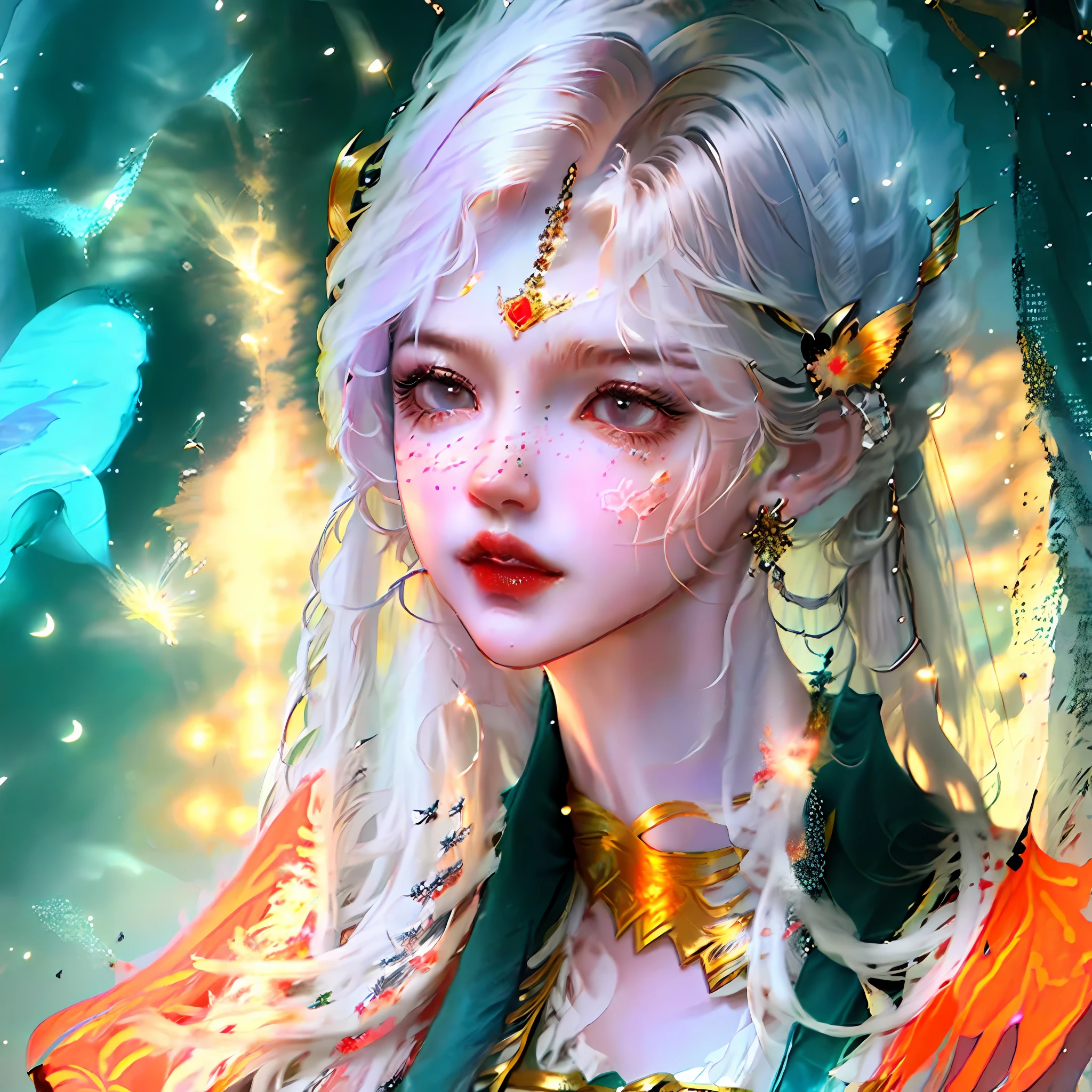 ancient wind,cultivating immortals,flowy,Long wind,spells,Female emperor,long whitr hair,Charming --auto