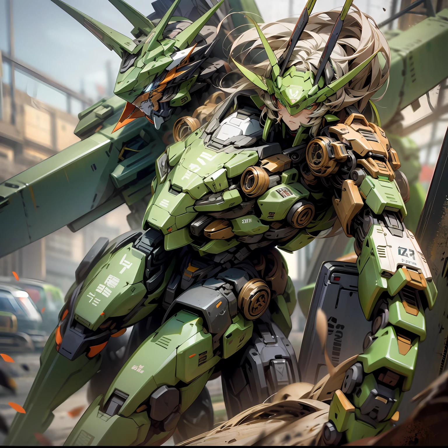 (4k,best qualtiy,A high resolution:1.2),doggy,Transformers,background inside dark,Green eyes --auto