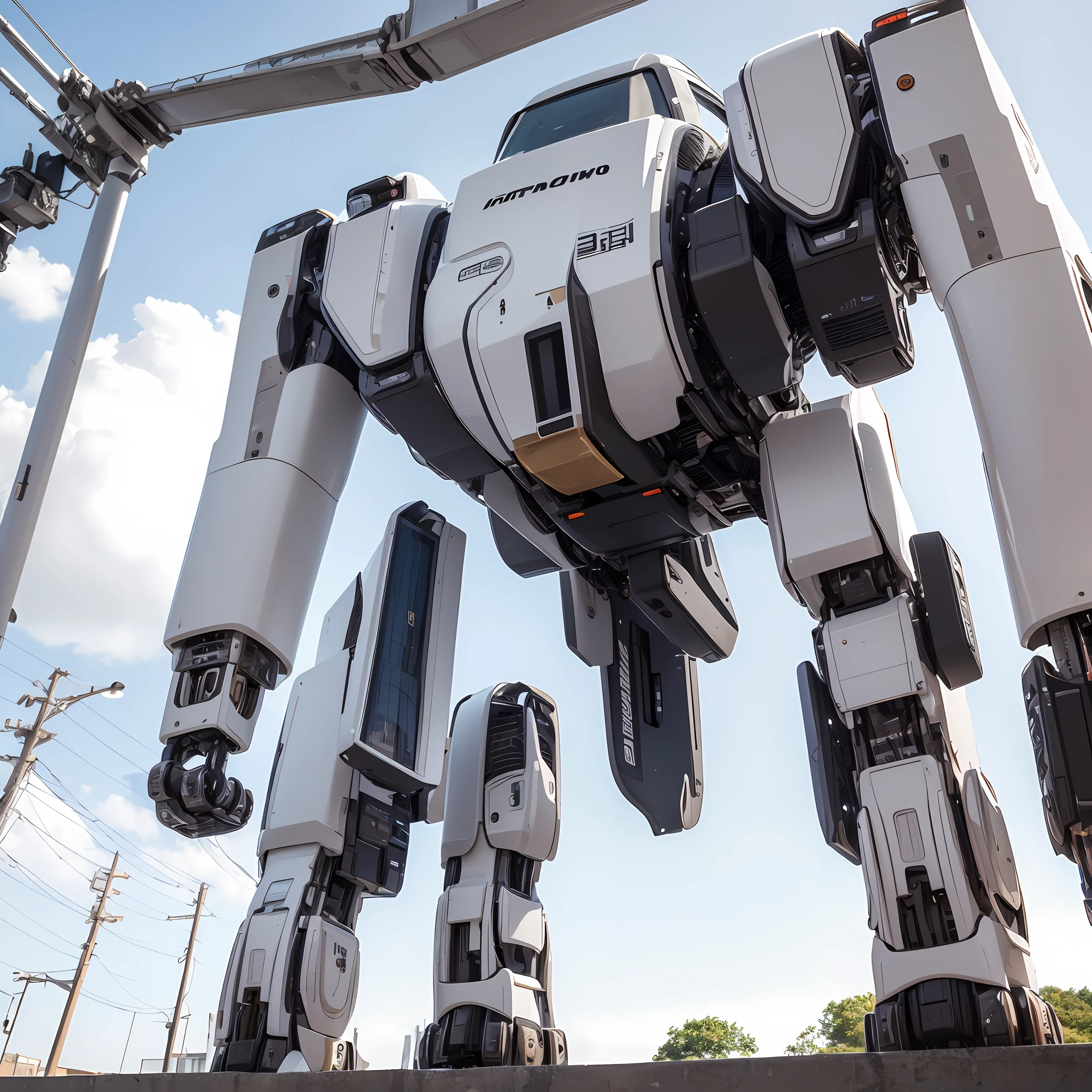 Horizontal screen White mecha White background Right Station Street --auto