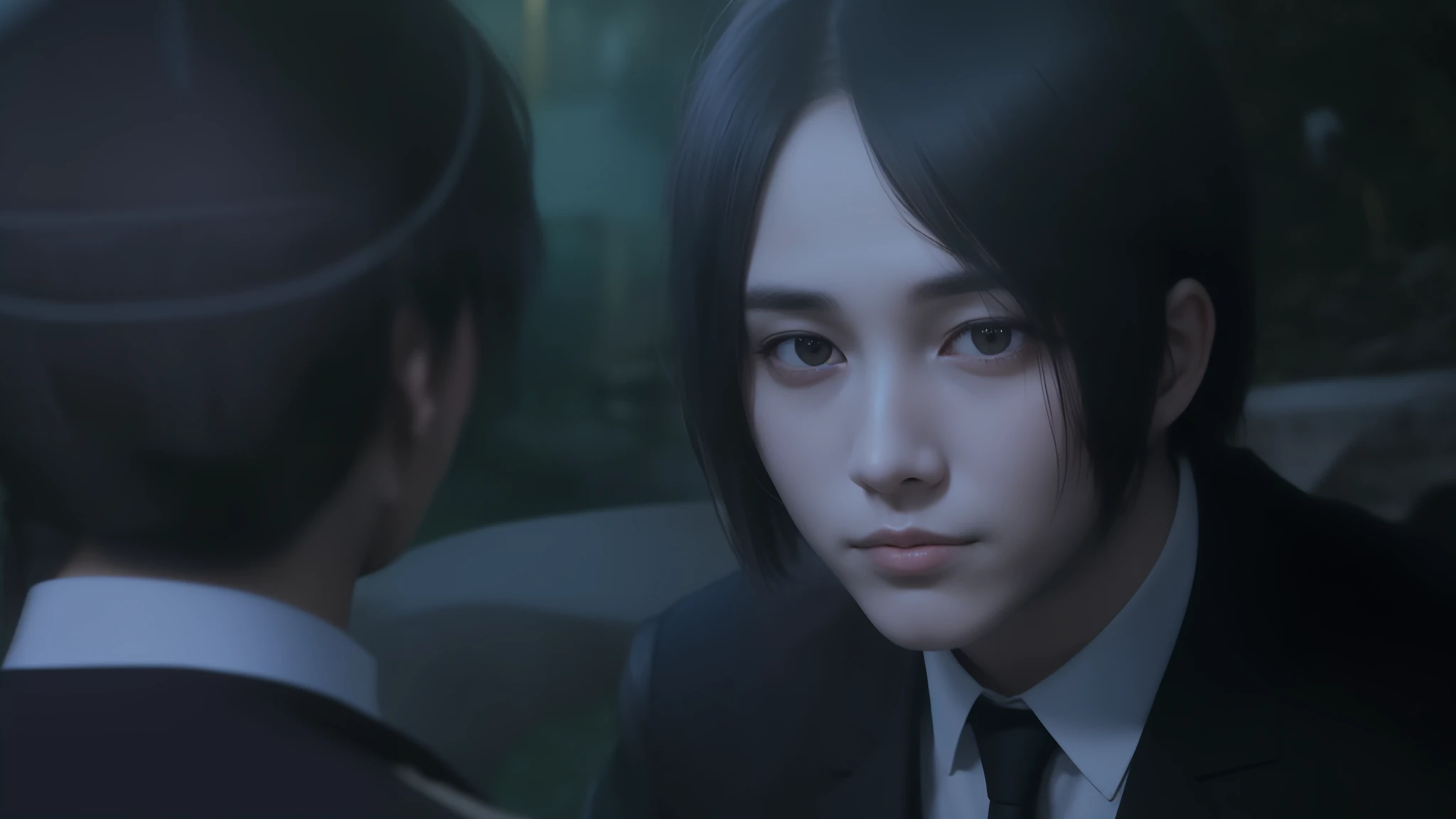 mejor calidad, obra maestra, (realista: 1.2), 1 hombre, Eren Jaeger, vida real, live-action, Vaqueros negros, brown-hair, cabello suelto, Cabello largo, Chad, GigaChad, masculino, Masculino