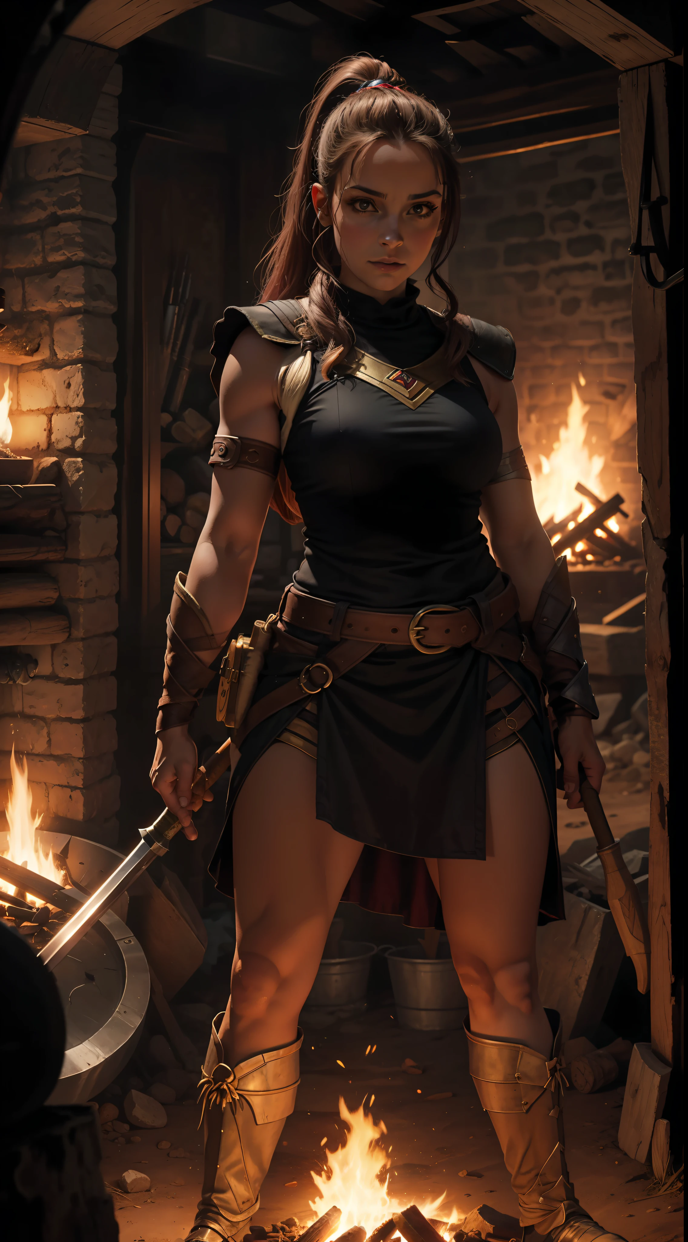 a dwarf, (((solo))), (pele branca, barba farta com adornos, cabelo preto curto, nariz grande e forte, sobrancelhas juntas e grossas), (veste uma poderosa armadura, cor preto, por todo o seu corpo), it's in your forge, with hammer in hand, marte grande.