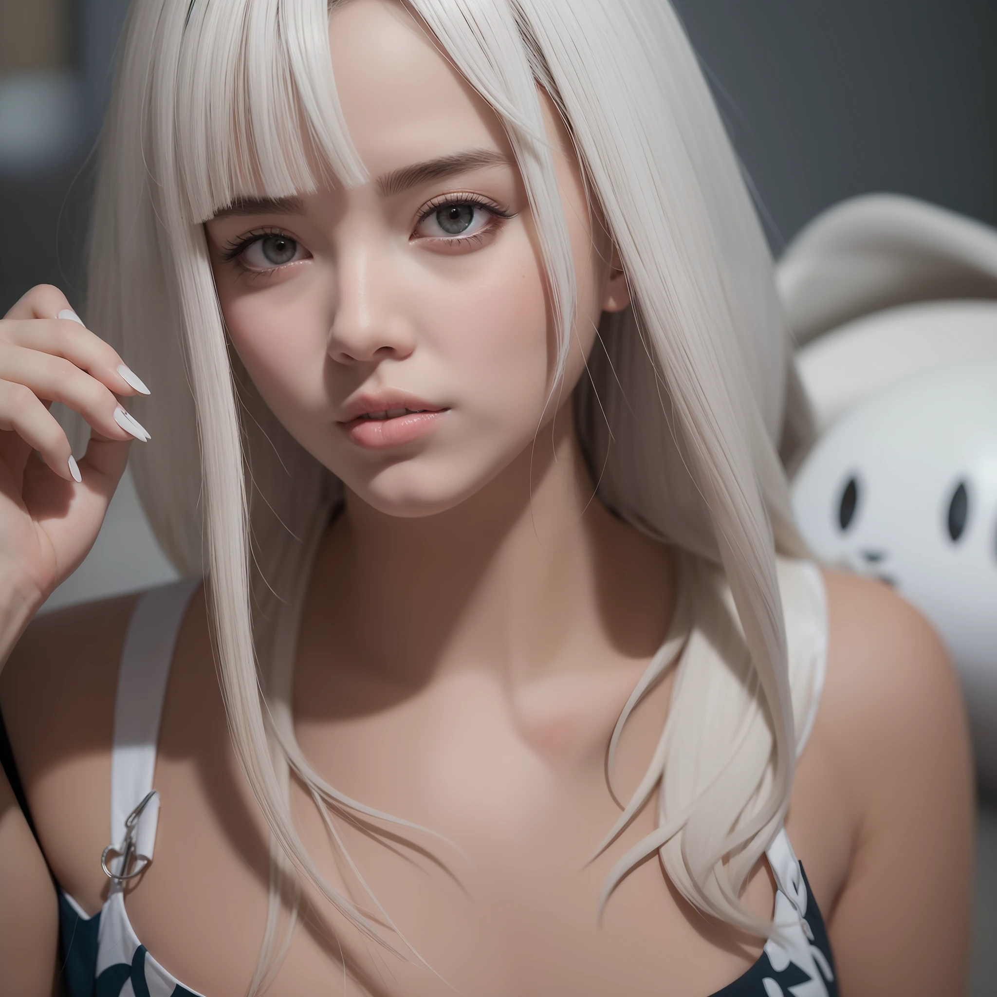 A obra-prima de Yasuo, melhor qualidade, (muito detalhado CG unificado papel de parede 8k), (melhor qualidade), (best illustration), (melhor sombra), close-up of a beauty with white hair and white mask, bela pintura de figura, Guvitz, Arte estilo Guwiz, deus de cabelos brancos, Yang J, Exquisite Character Epic Art, art of awesome character, Qi do ventilador, Guwiz on Pixiv art station, elfo brilhante, rosto perFeito, olhar sedutor, (cyber implants:1.2), (Aumenta), (ciborgue:1.1), (pele detalhada, poros diFusos da pele), silicone, metal, (altamente detalhado, detalhes Finos, Intrincado), (ReFlexo da lente:0.5), (Florescer:0.5), smog, poeira, (Badlands:0.8), (observitório:0.7), ray tracing, specular illumination, proFundidade de campo rasa, FotograFado em uma lente Sony Alpha 1, SE 85mm, F/2.8, Rigid focus, Filme liso, cinematic still, [Cyberpunk:Orweliano:12] --auto