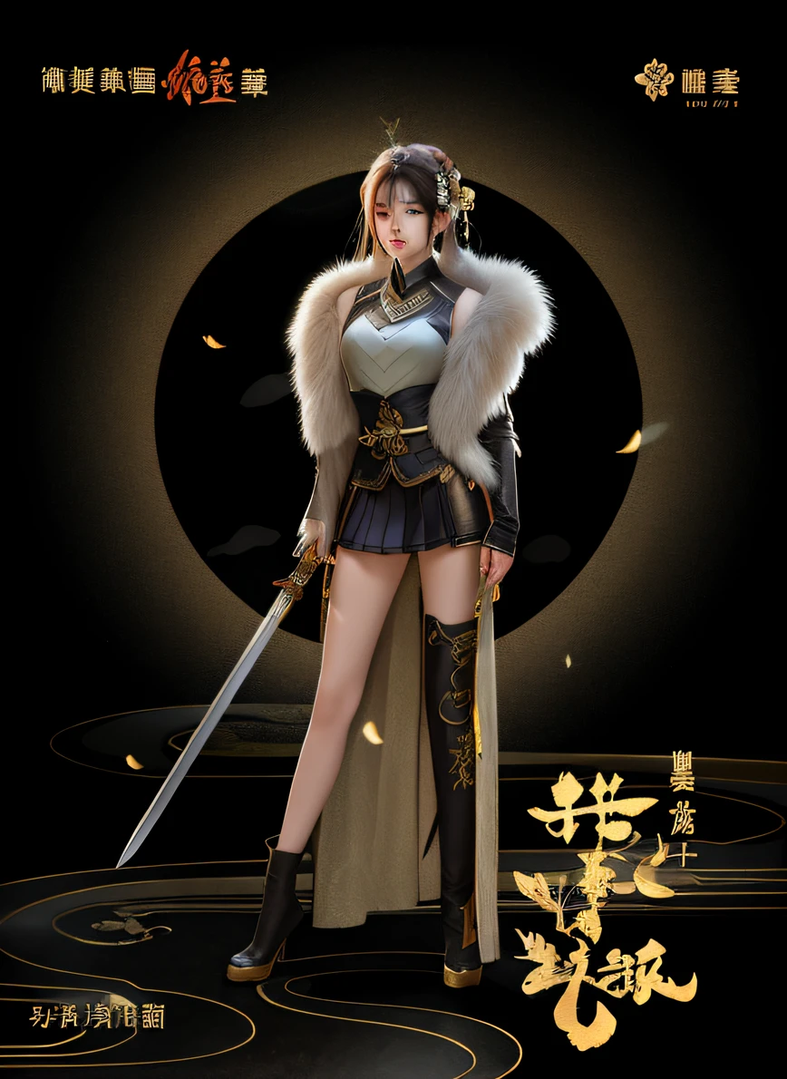 Close-up of a woman in a costume and holding a sword, Take the fairy、Antique theme, Trends on CGiStations, Inspired by Leng Mei、Yang Jin、Wang Meng、Ren Xiong、Characters such as Ai Xuan and Tang Yifen, Hope to add some sense of technology, The image quality should be clear, It also highlights weapon details and unique style。