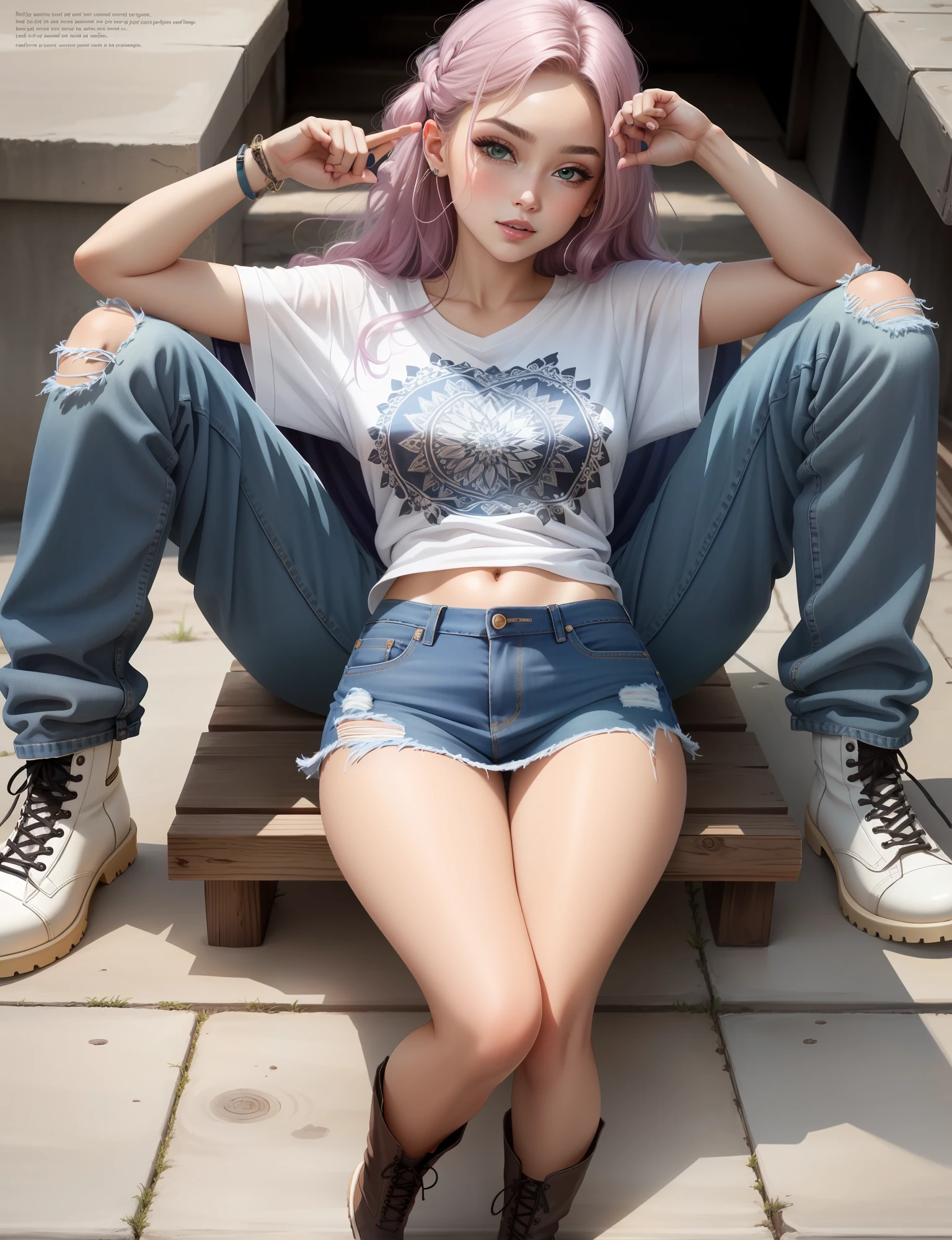 young beautiful girl, ultra detailed, official art, unity 8k wallpaper, (fashion magazine cover:1.3),
BREAK
denim mini skirt, graphic tee, combat boots
, mandala