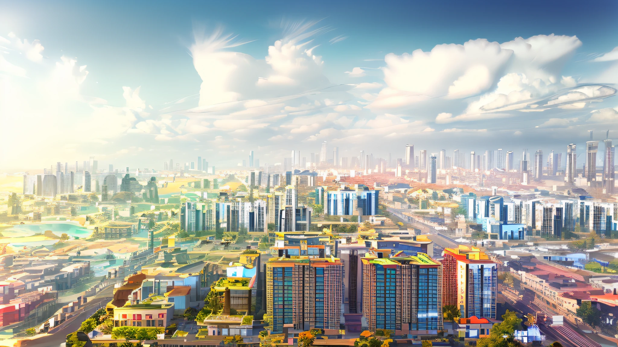 View of the city with many high-rise buildings, shenzhen, High-rise buildings, drone view of a city, aerial view of a city, entire city in view, the neat and dense buildings, Hangzhou, City, super wide view of a cityscape, panoramic view of a city, Tall structures, aerial view of a city, view from high