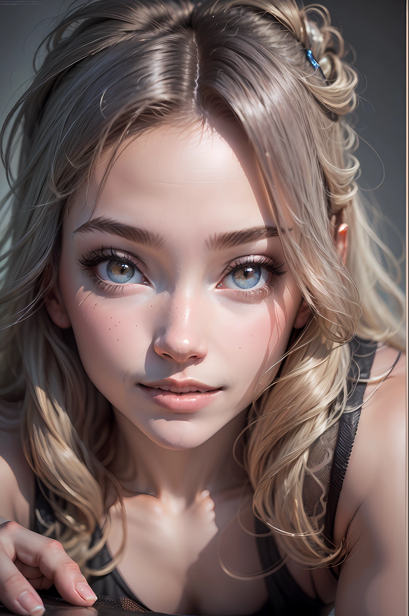 woman, (((from bottom)))), dark room, foreshortening, (seductive pose), looking at the viewer, smiling, blackcutoffs, (eye contact), transparent langerie, photorealistic, masterpiece, realistic, high contrast, hyperdetailed, best quality, ultra high resolution, photorealistic, high resolution, detailed, raw photo,