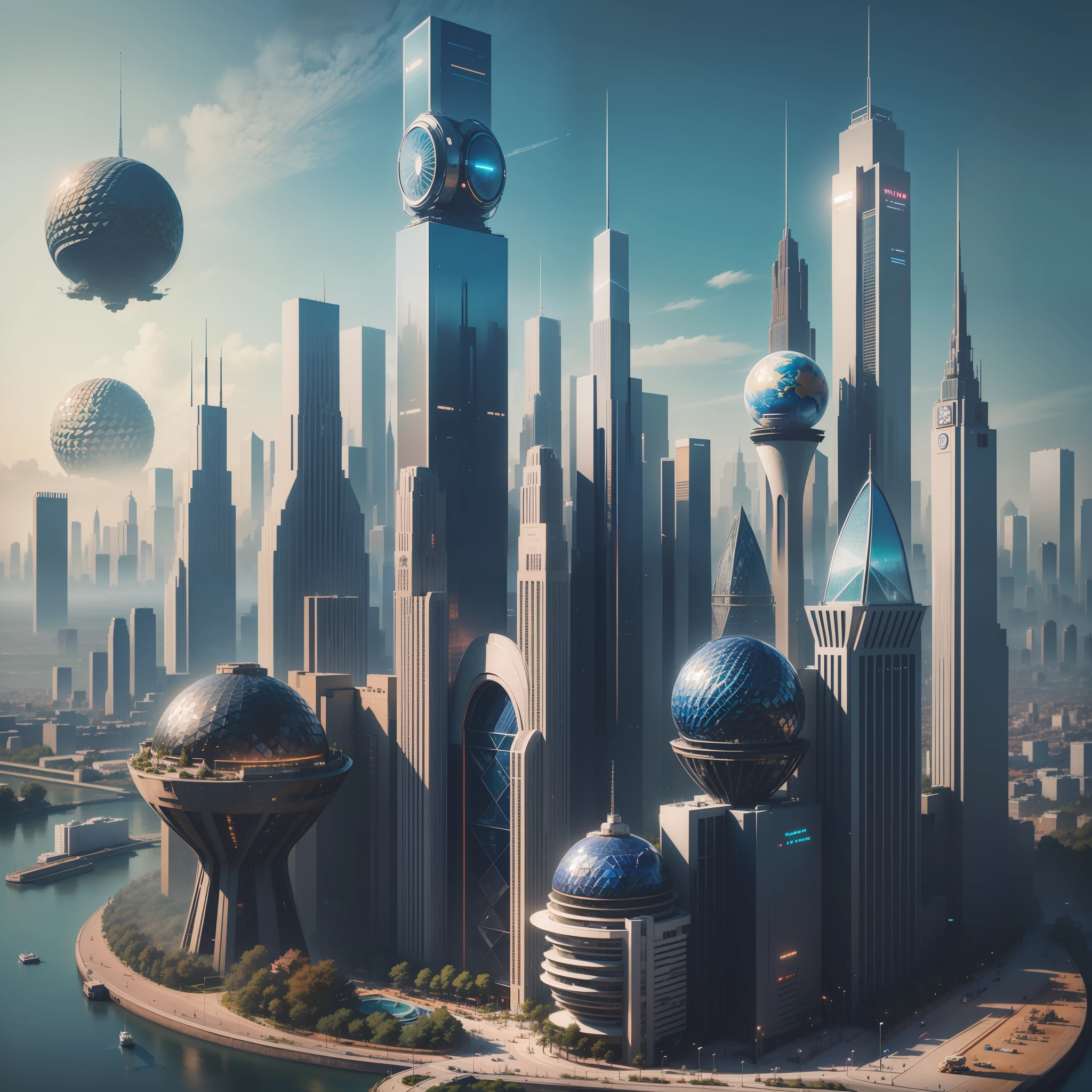 (top-quality,masterpiece,超A high resolution8K),(cyberpunked,futuristic cities),(dream, SF),(epcot),(Skyscrapers)